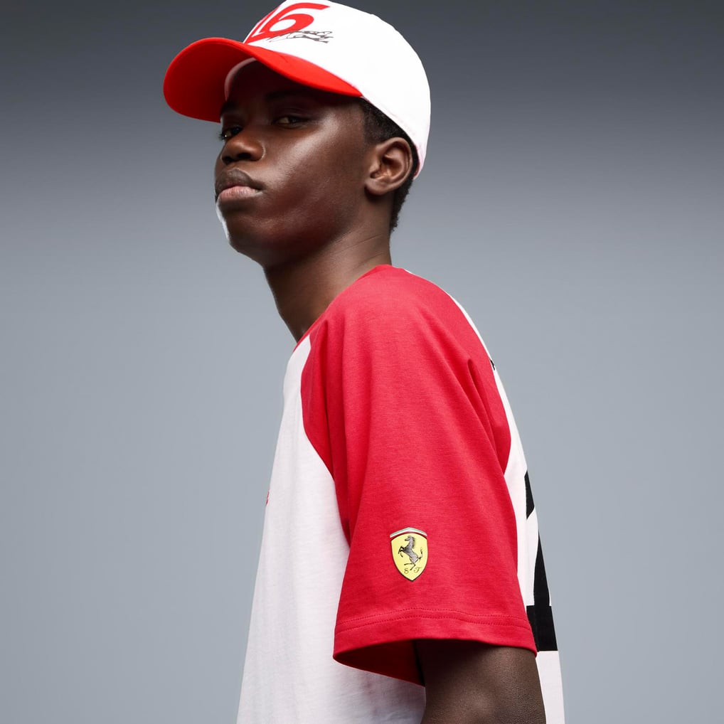 Men's Puma Charles Leclerc White/Red Scuderia Ferrari Raglan T-Shirt