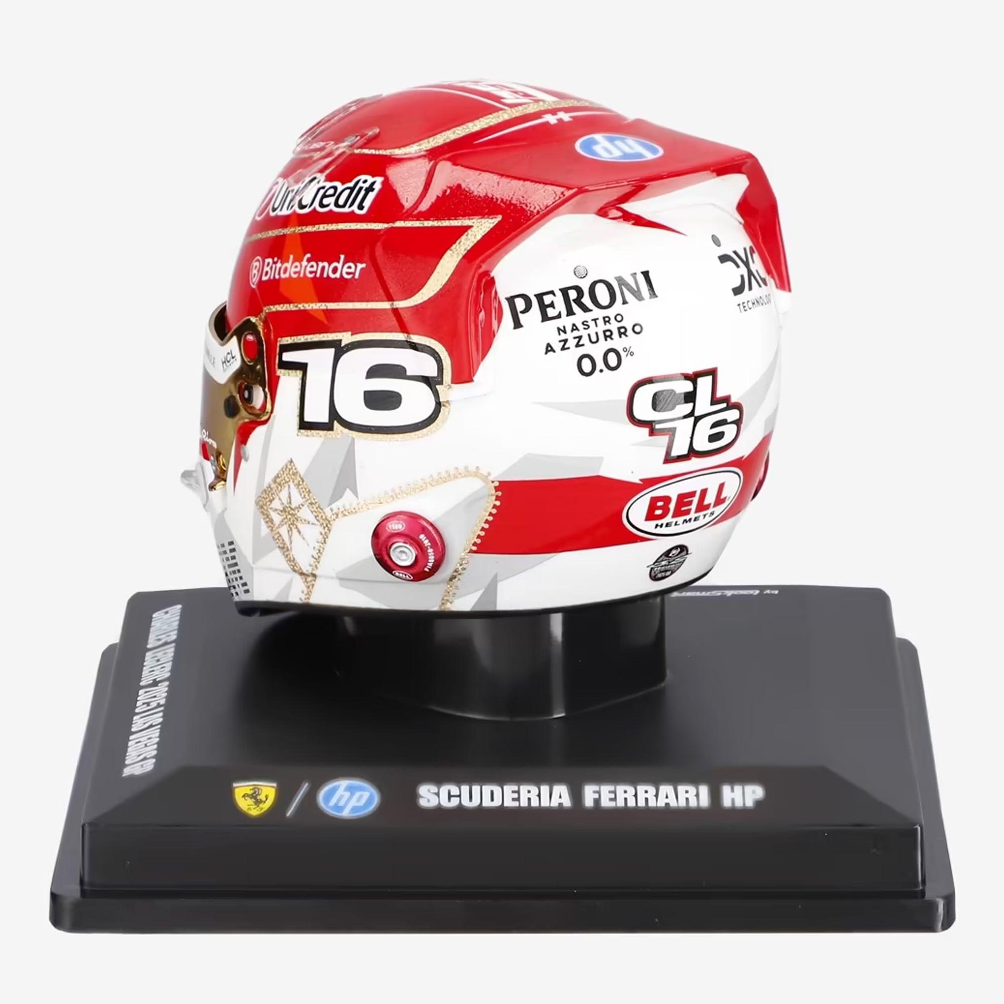Mini casque Charles Leclerc de la Scuderia Ferrari pour le Grand Prix de Las Vegas 2025, par Spark Models