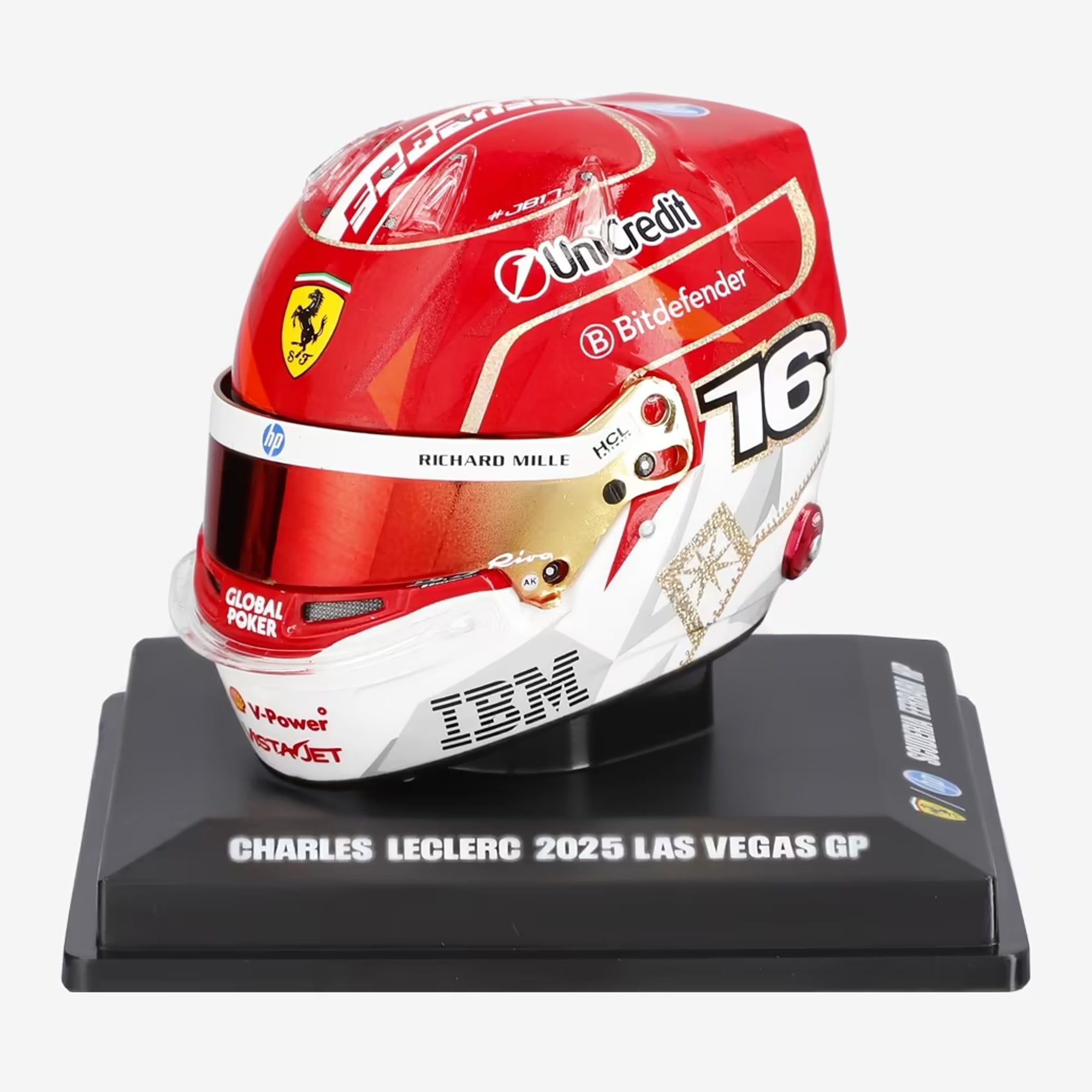 Mini casque Charles Leclerc de la Scuderia Ferrari pour le Grand Prix de Las Vegas 2025, par Spark Models