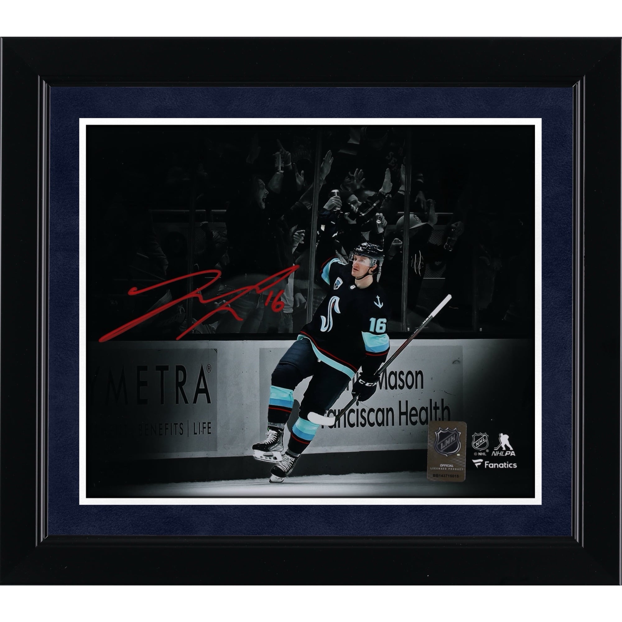 Jared McCann Seattle Kraken Autographed 8" x 10" Deep Sea Blue Jersey Spotlight Photograph