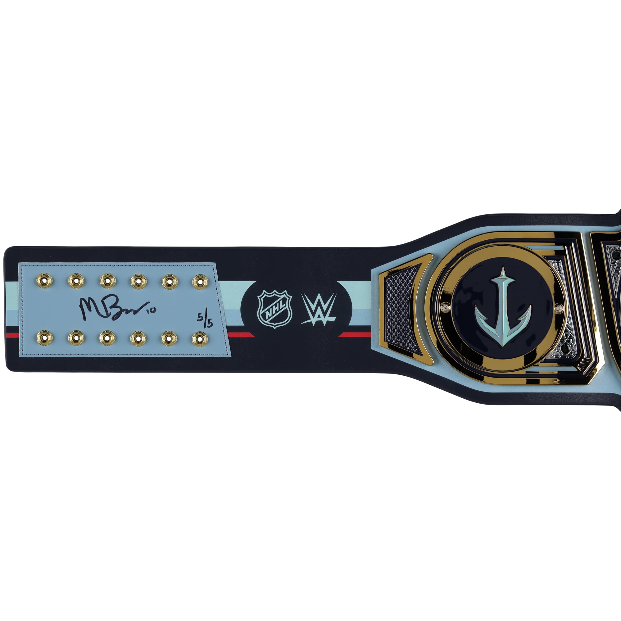 Matty Beniers Seattle Kraken Autographed WWE Legacy Title Belt with "Release the Kraken" Inscription - Limited Edition #5/5