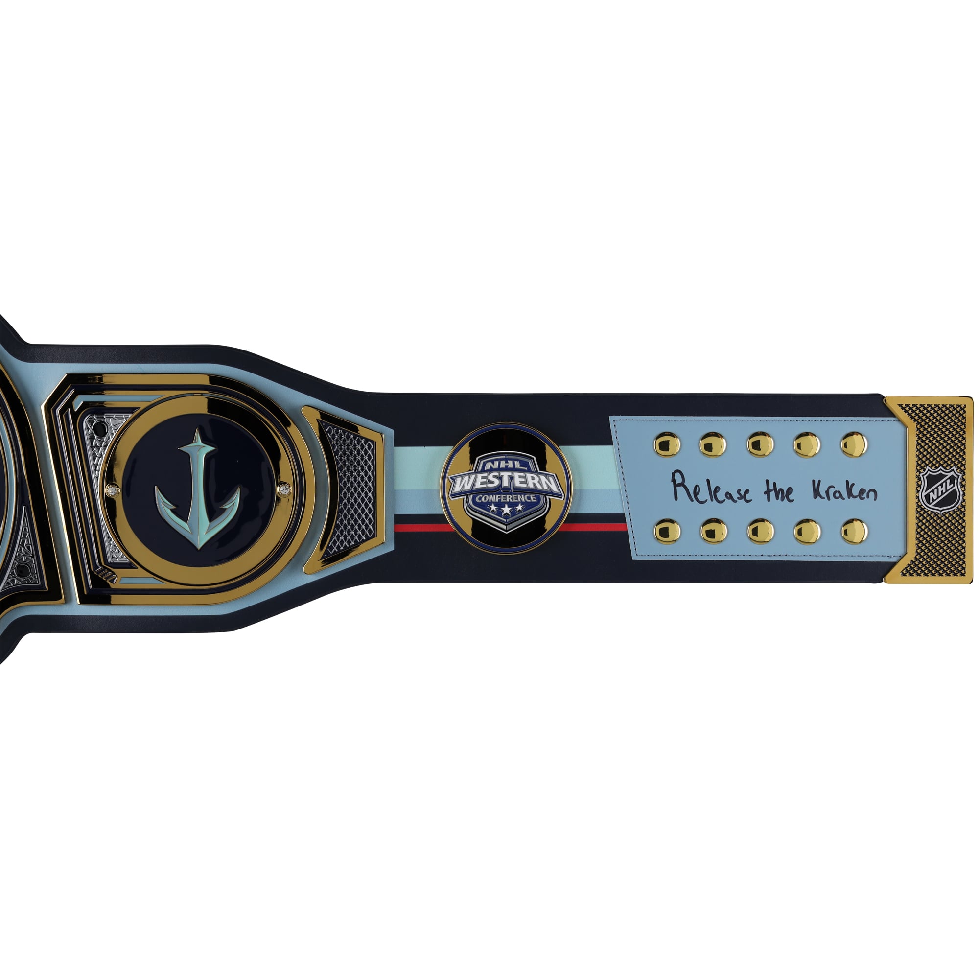 Matty Beniers Seattle Kraken Autographed WWE Legacy Title Belt with "Release the Kraken" Inscription - Limited Edition #5/5