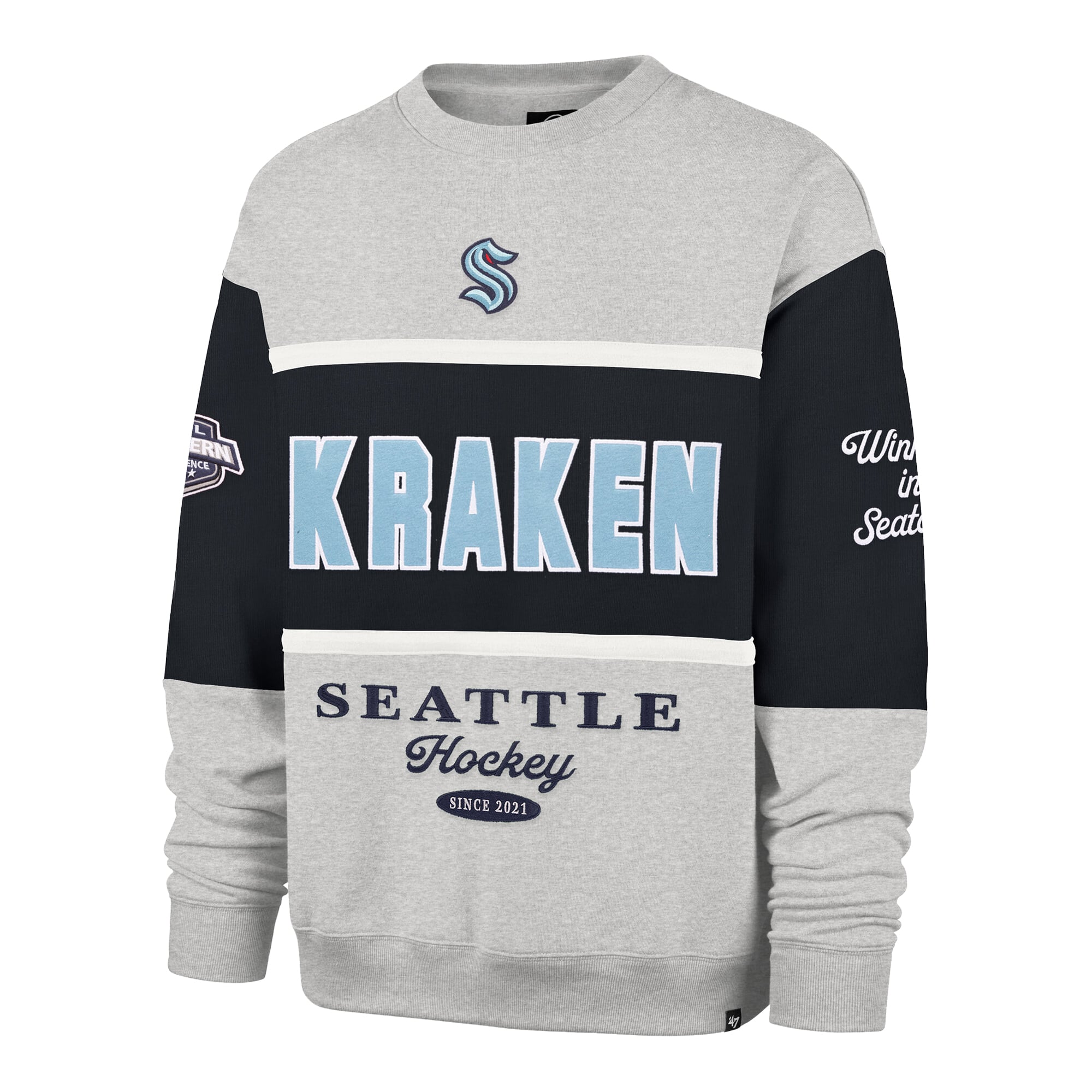 Men's '47  Gray Seattle Kraken Fall Maximilist Crew Sweatshirt