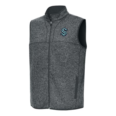 Seattle Kraken Antigua Fortune Full-Zip Vest - Heather Gray