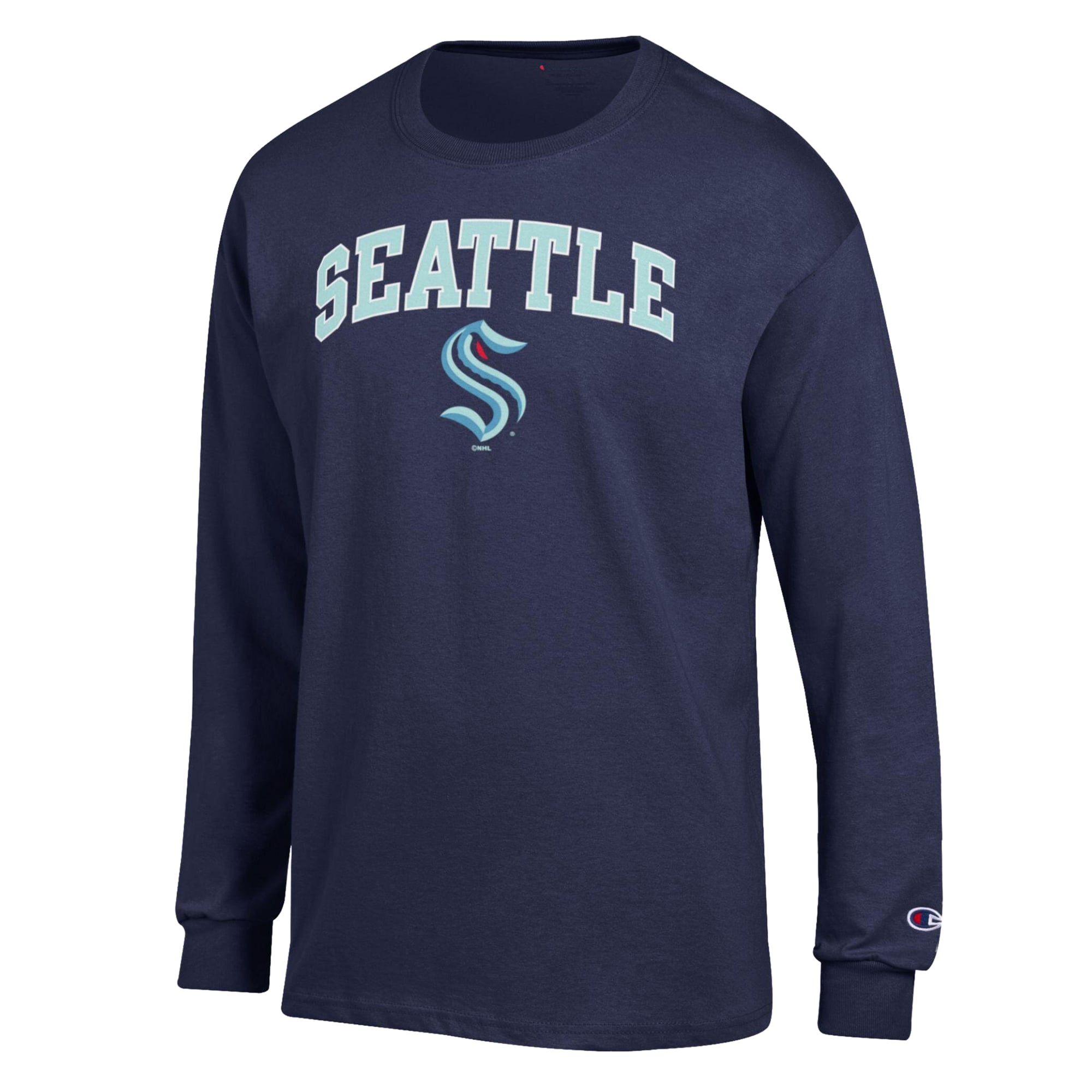 Men's Champion  Deep Sea Blue Seattle Kraken Jersey Long-Sleeve T-Shirt