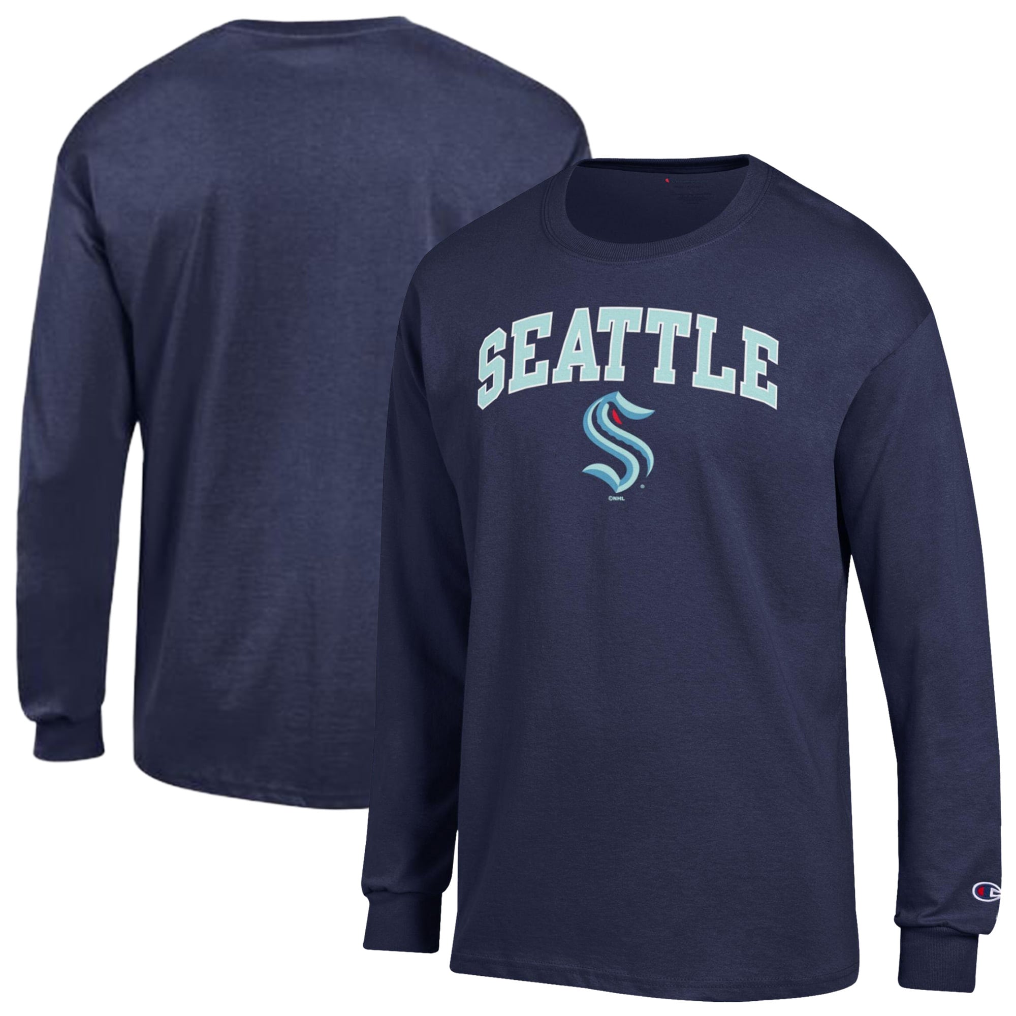 Men's Champion Deep Sea Blue Seattle Kraken Jersey Long-Sleeve T-Shirt