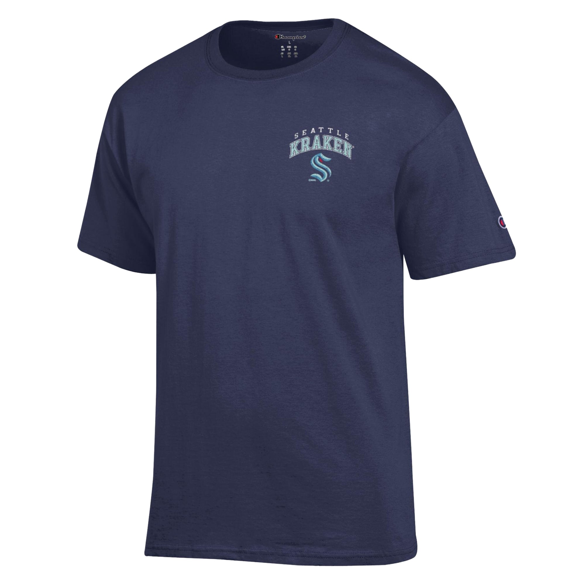 Men's Champion  Deep Sea Blue Seattle Kraken Stick With It Jersey T-Shirt