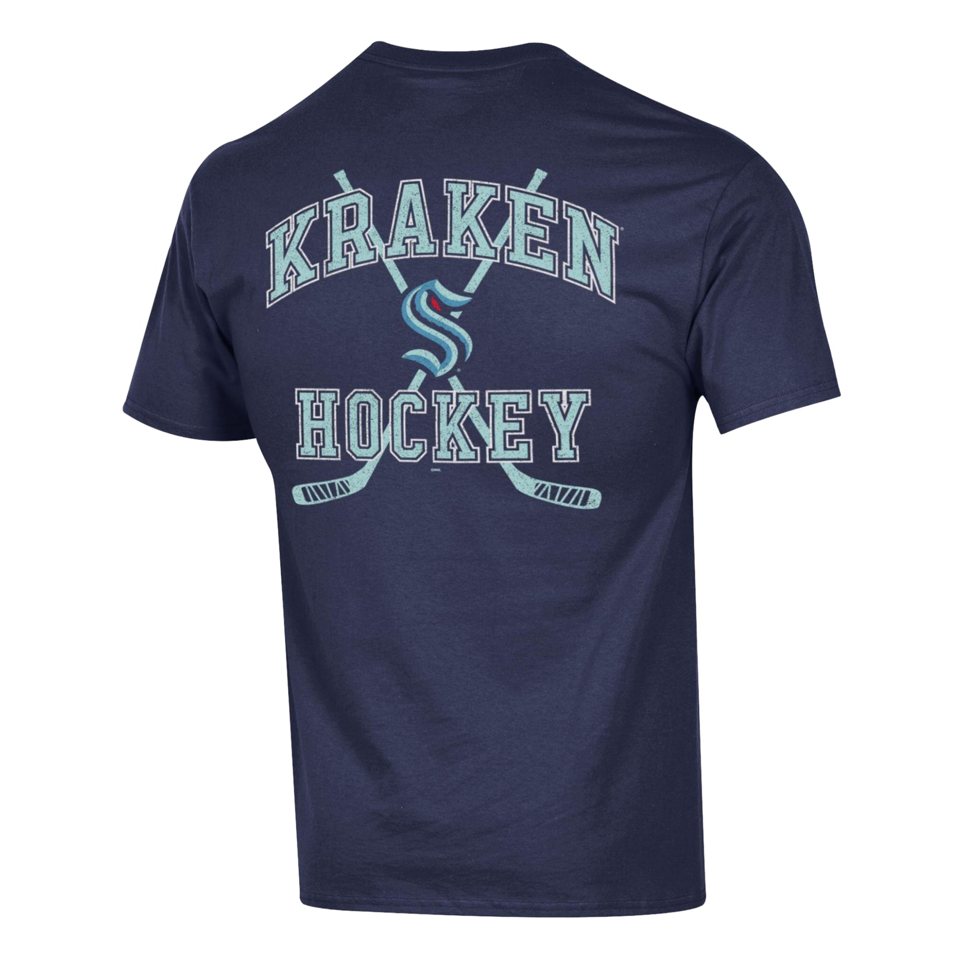 Men's Champion  Deep Sea Blue Seattle Kraken Stick With It Jersey T-Shirt