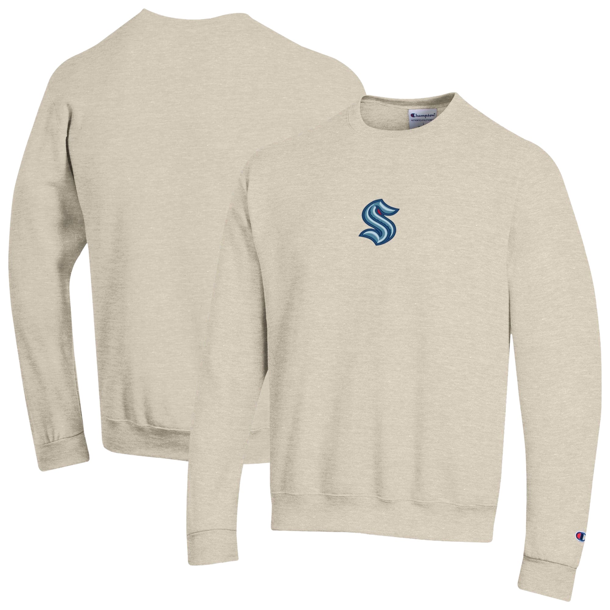 Men's Champion  Oatmeal Seattle Kraken Eco Powerblend Sweatshirt