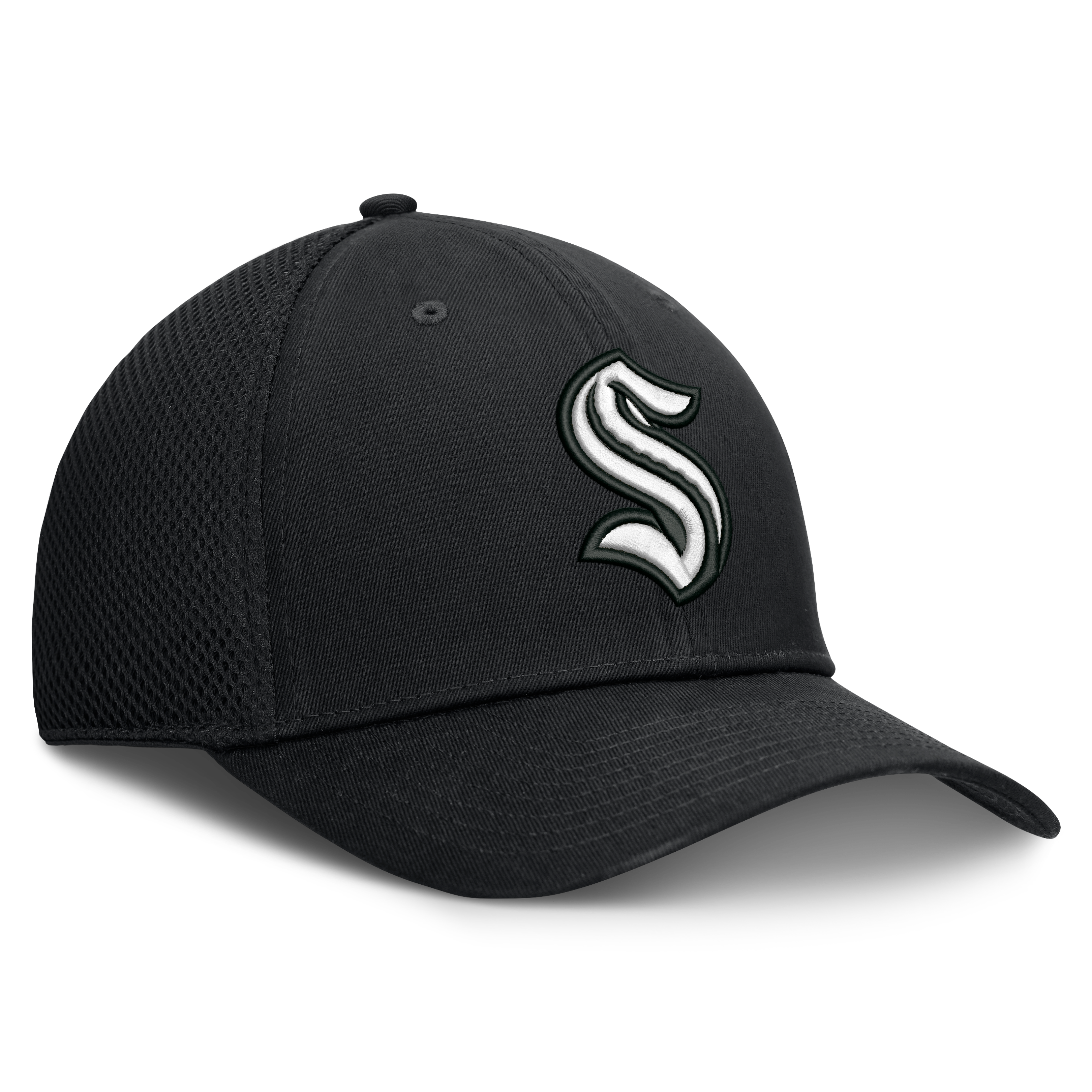 Casquette extensible à dos en maille ton sur Seattle Kraken noire pour homme de Fanatics