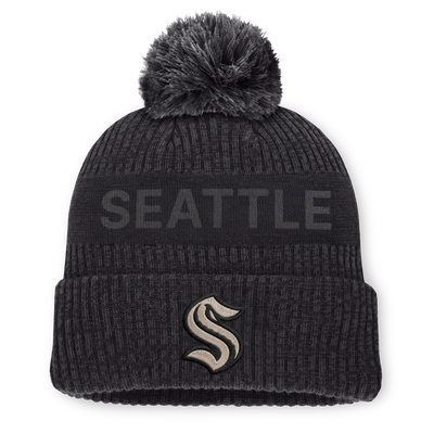 Bonnet Seattle Kraken Fanatics Road Phantom à revers et pompon - Anthracite