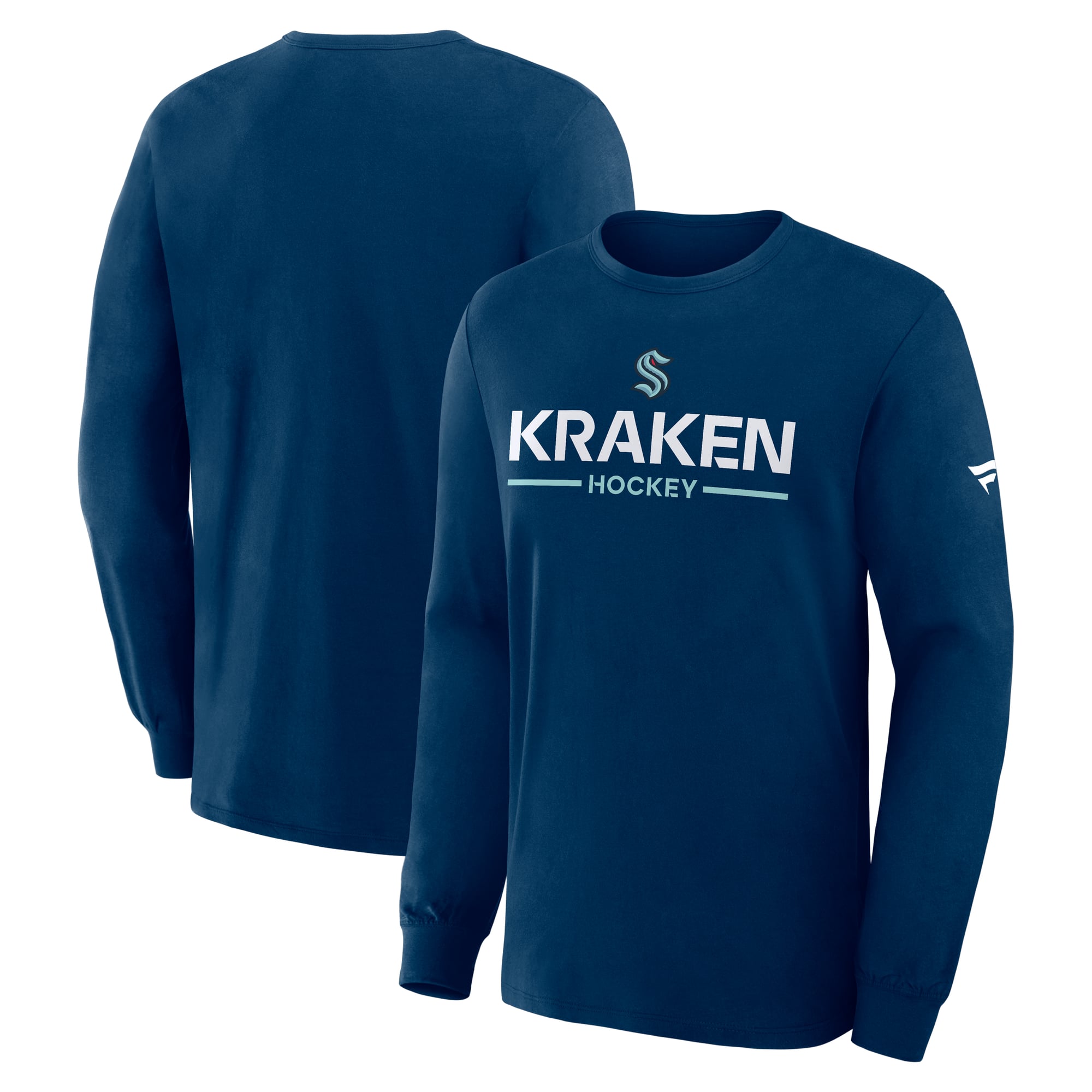 T-shirt à manches longues Fanatics Deep Sea Blue Seattle Kraken Authentic Pro Primary pour homme