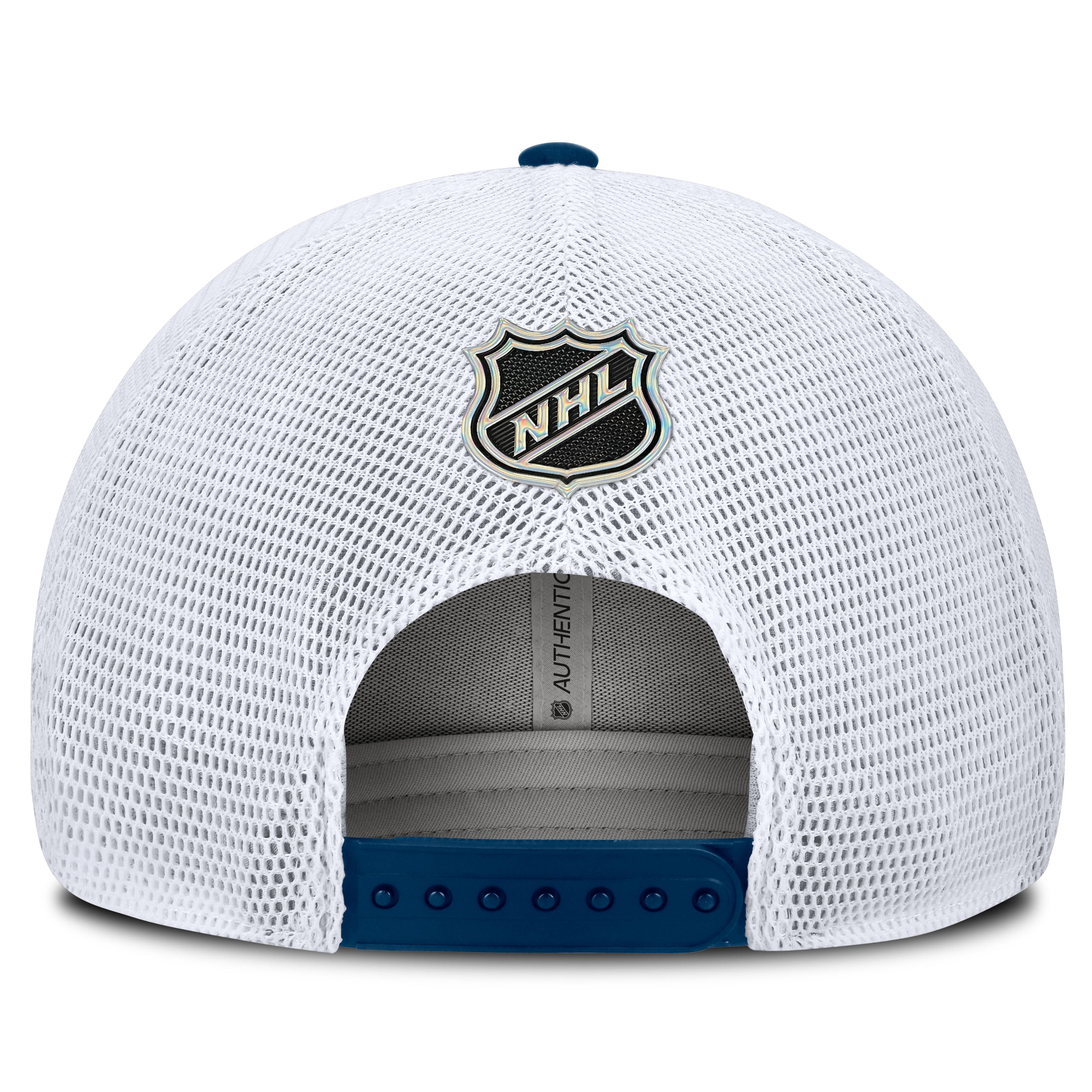 Casquette trucker Fanatics Deep Sea Blue Seattle Kraken Authentic Pro Rink avec logo encadré pour homme