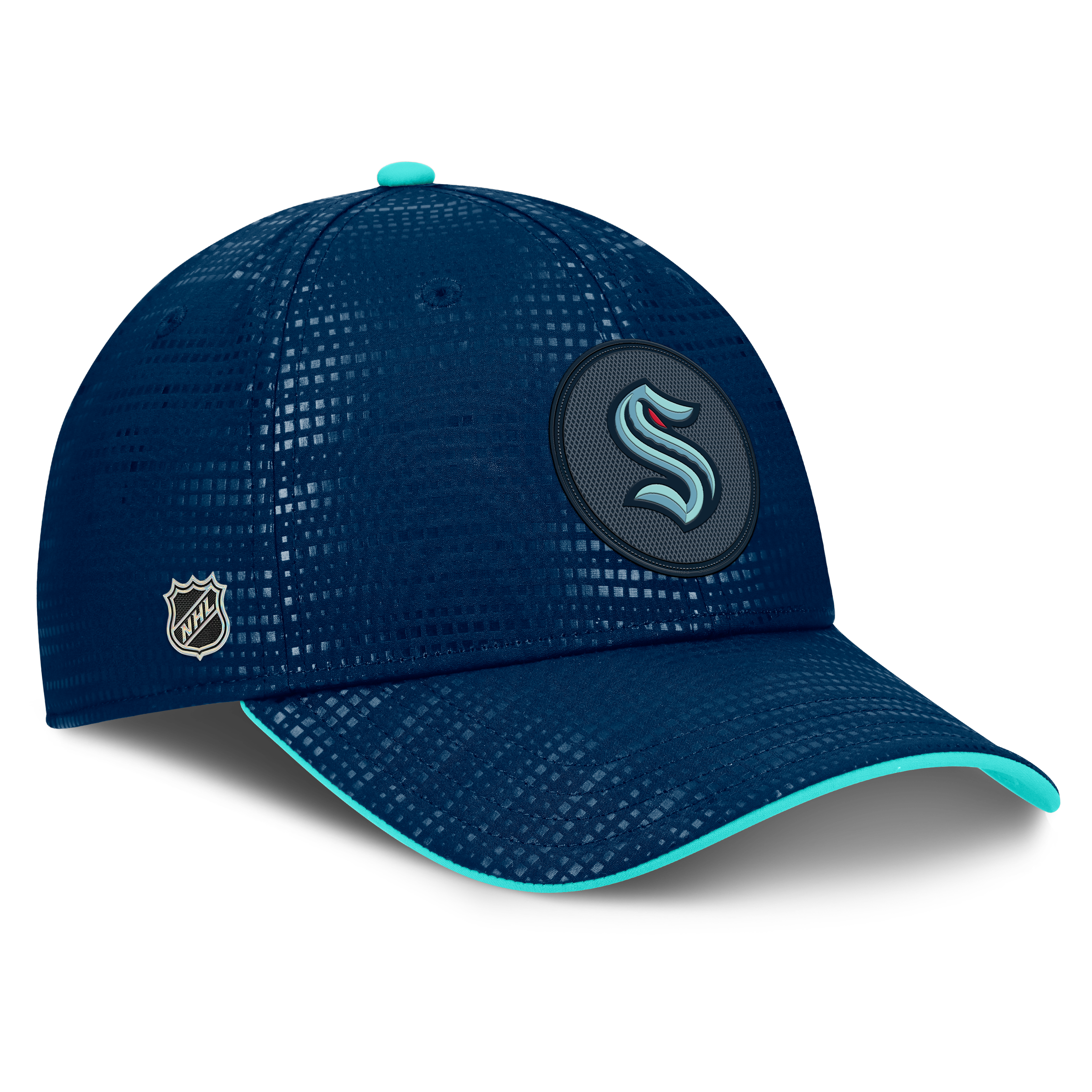 Men's Fanatics Deep Sea Blue Seattle Kraken Authentic Pro Rink Debossed Stretch Fit Hat
