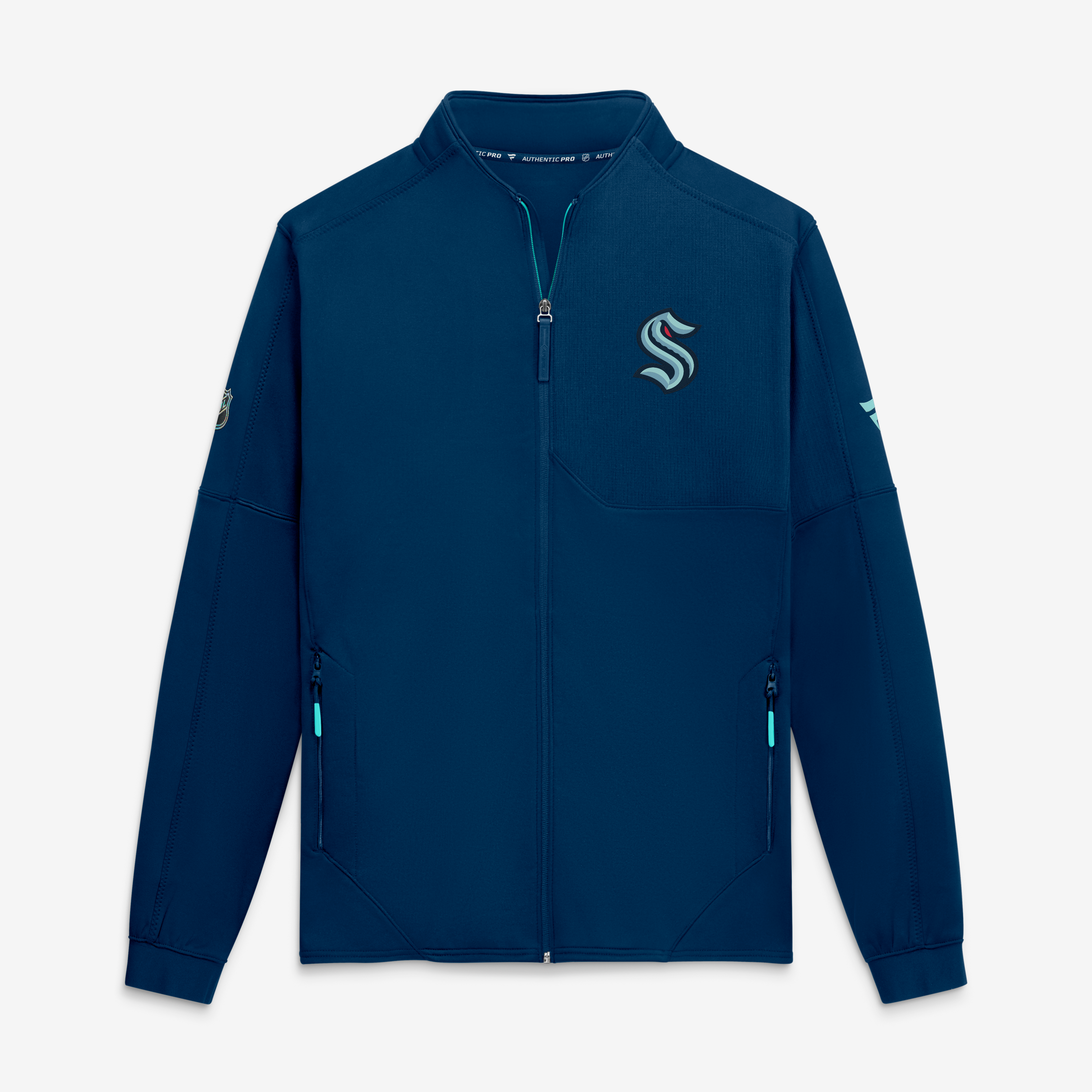 Veste polaire zippée intégrale Fanatics Deep Sea Blue Seattle Kraken Authentic Pro Rink pour homme
