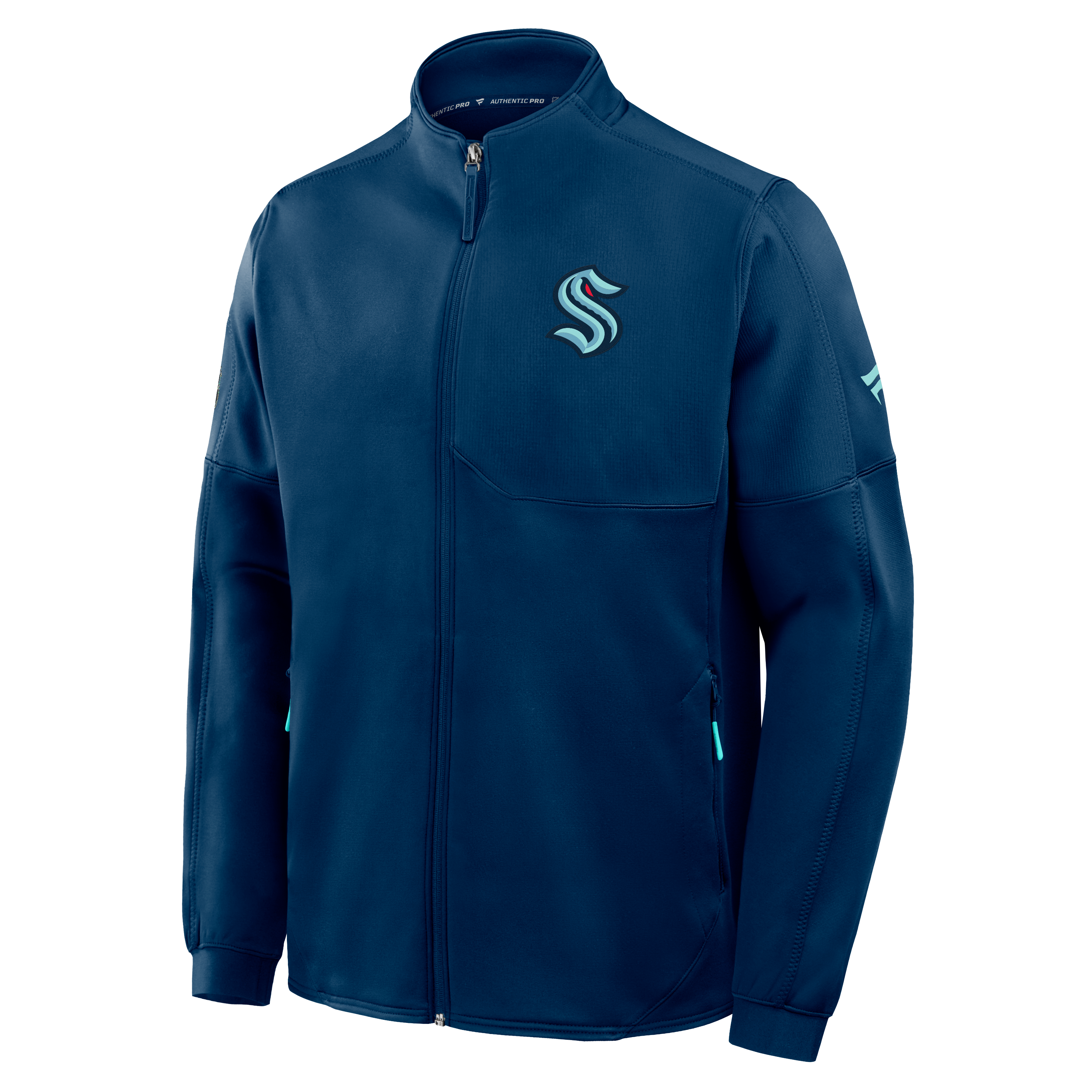 Veste polaire zippée intégrale Fanatics Deep Sea Blue Seattle Kraken Authentic Pro Rink pour homme