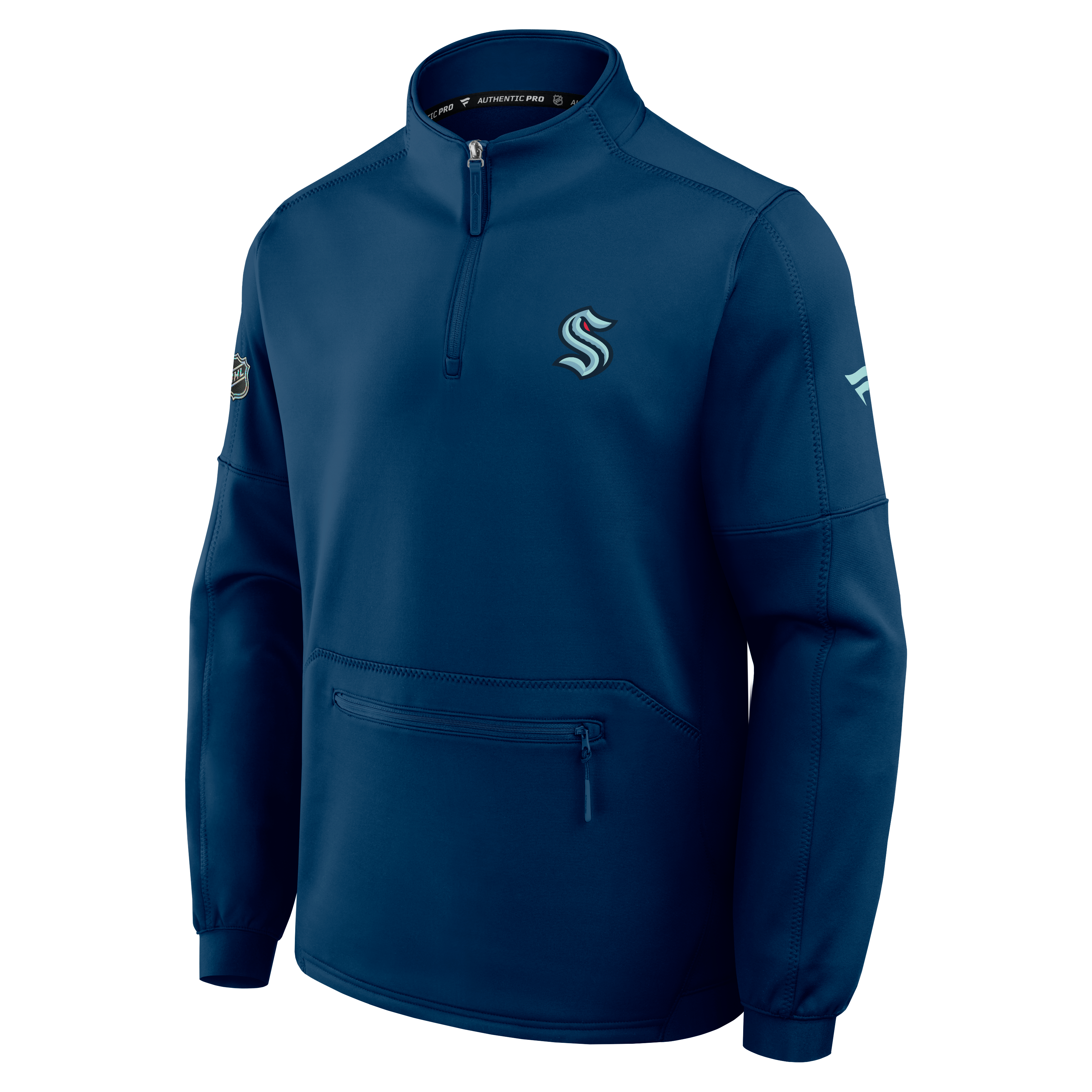 Men's Fanatics Deep Sea Blue Seattle Kraken Authentic Pro Rink Fleece Quarter-Zip Pullover