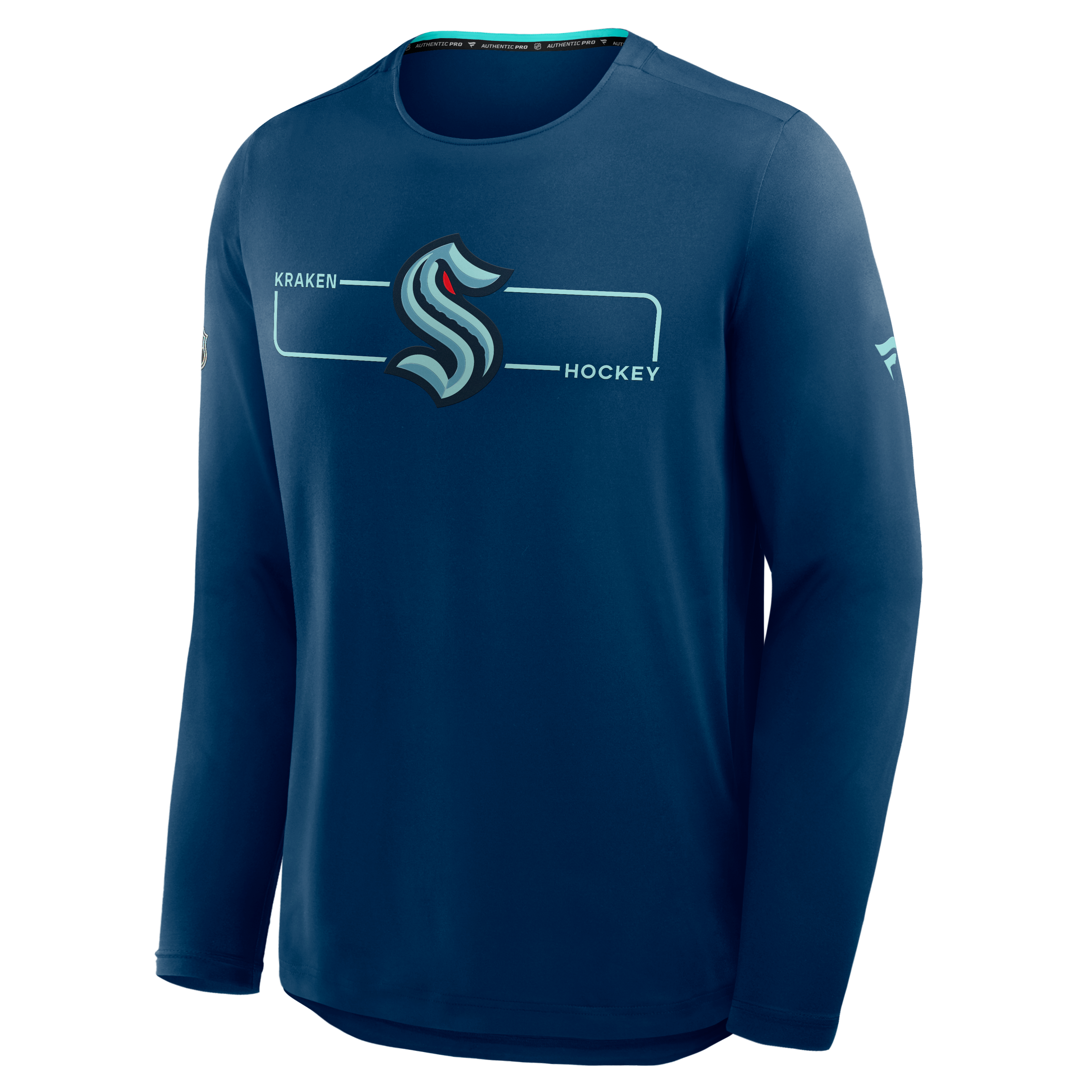 Men's Fanatics Deep Sea Blue Seattle Kraken Authentic Pro Rink Tech Long Sleeve T-Shirt