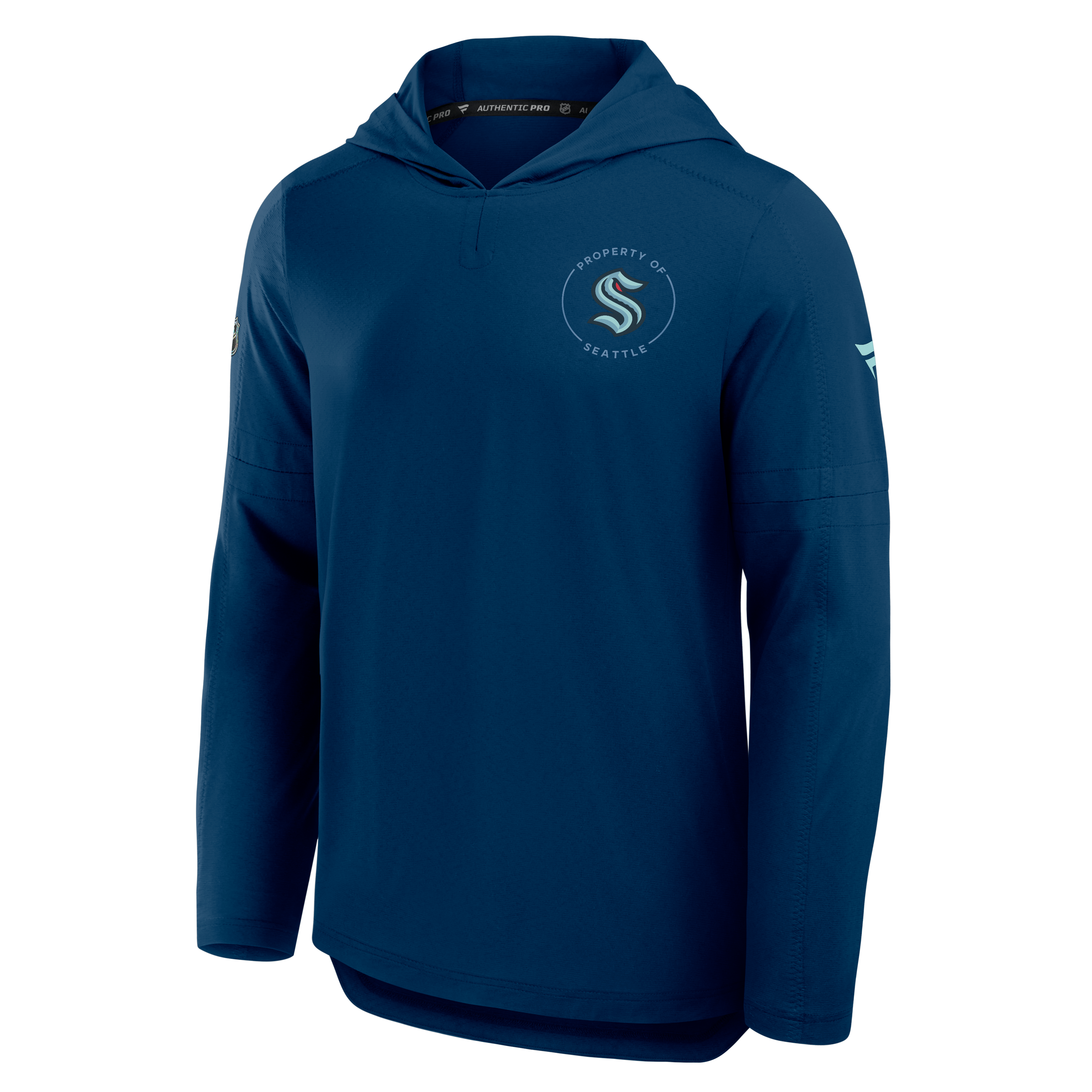 Men's Fanatics Deep Sea Blue Seattle Kraken Authentic Pro Train Lightweight Hoodie