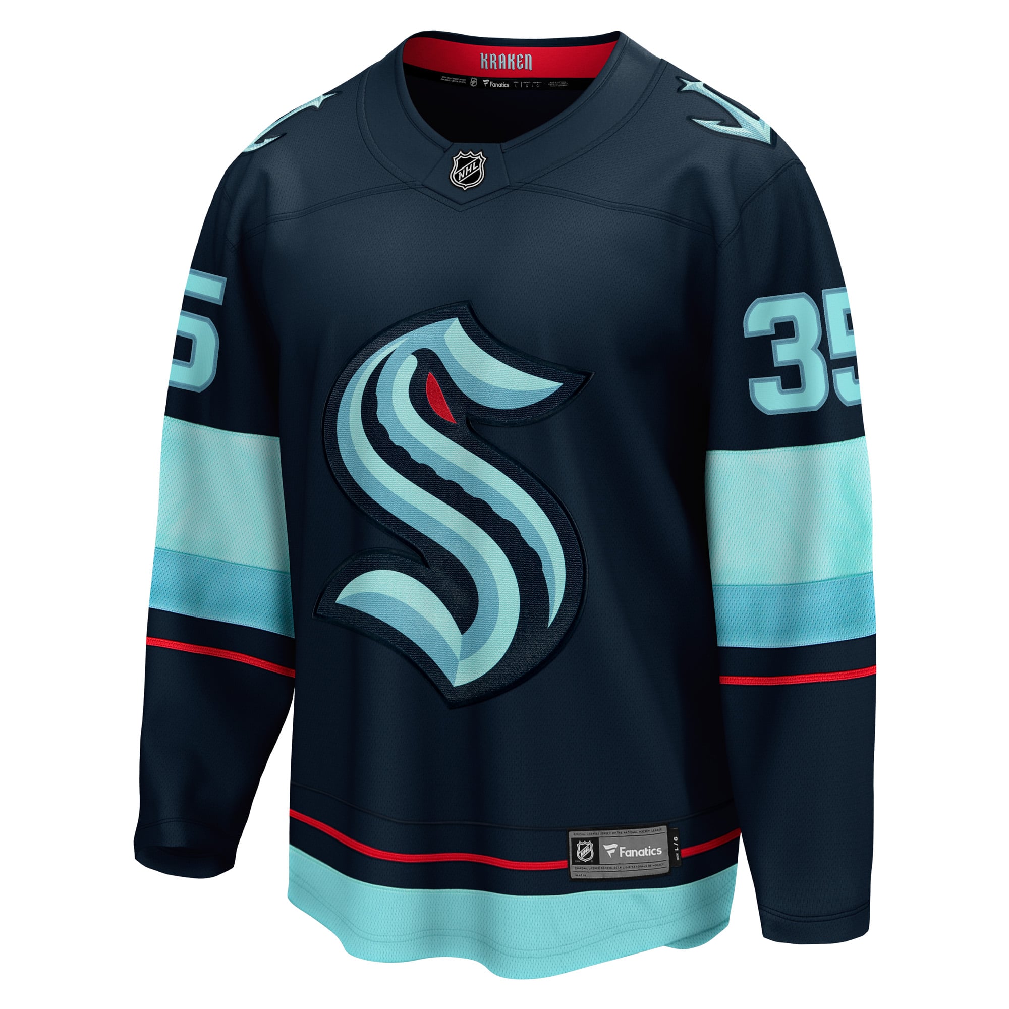 Fanatics pour hommes Joey Daccord Deep Sea Blue Seattle Kraken Home Breakaway Player Maillot