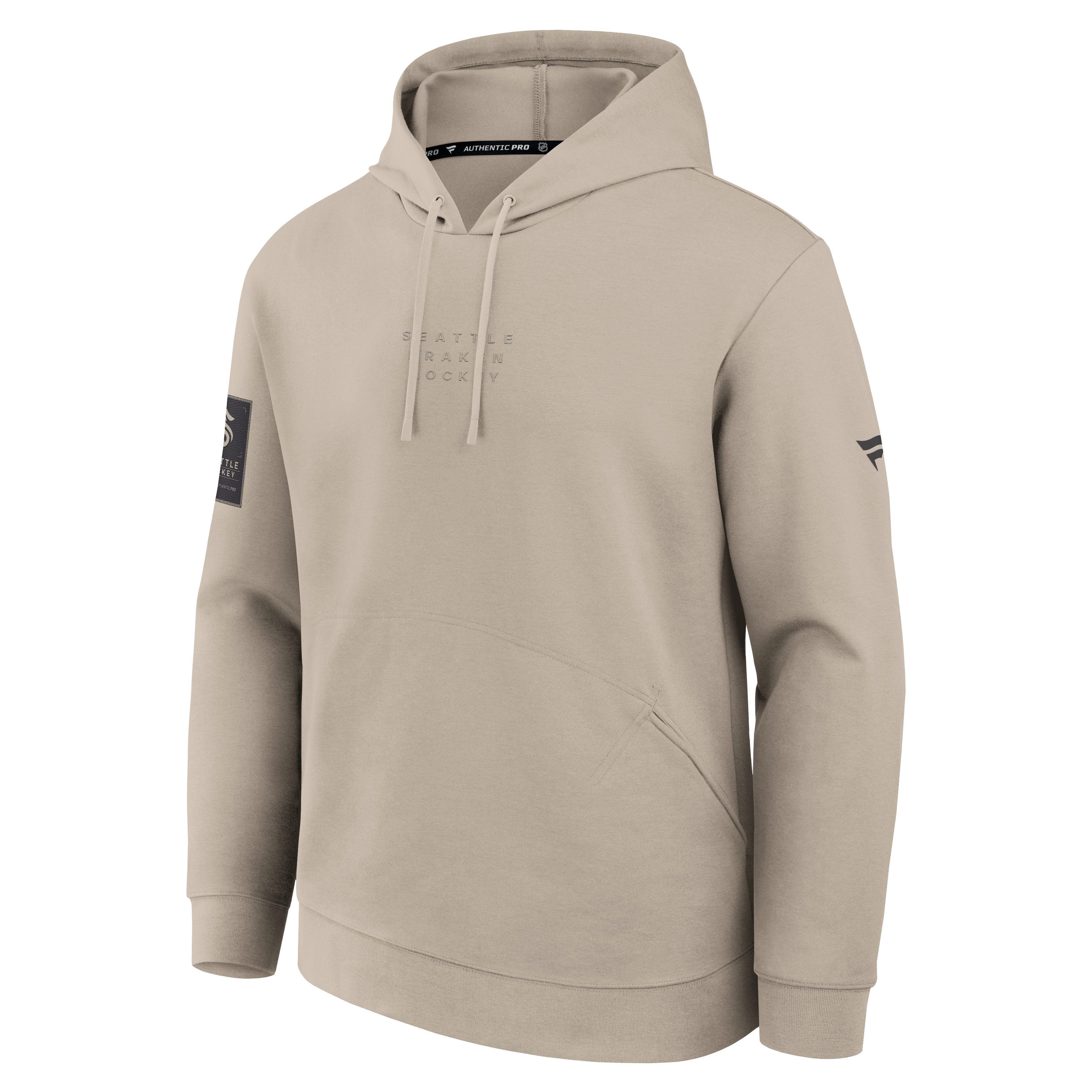 Sweat à capuche Fanatics beige clair Seattle Kraken Authentic Pro Road pour homme