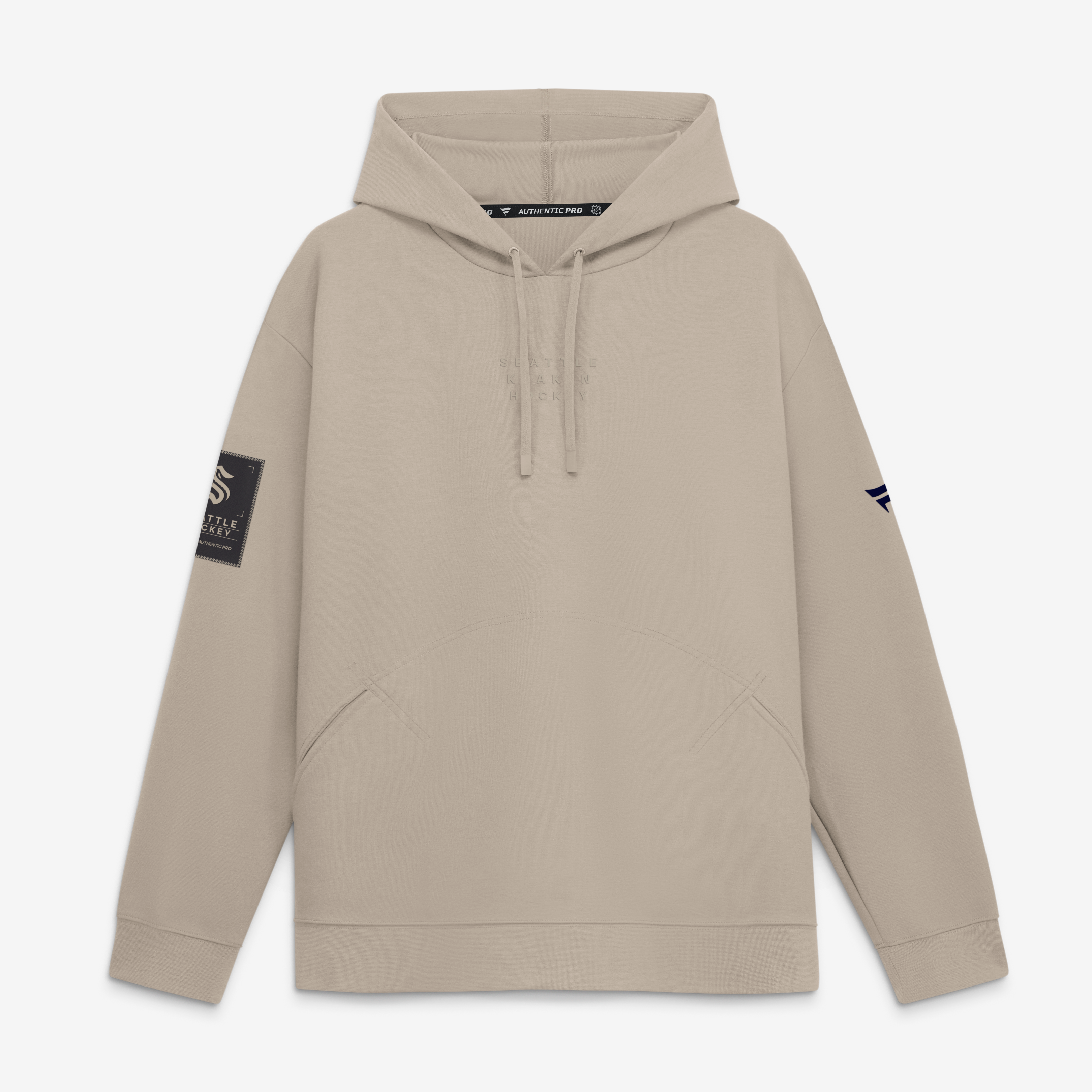 Sweat à capuche Fanatics beige clair Seattle Kraken Authentic Pro Road pour homme