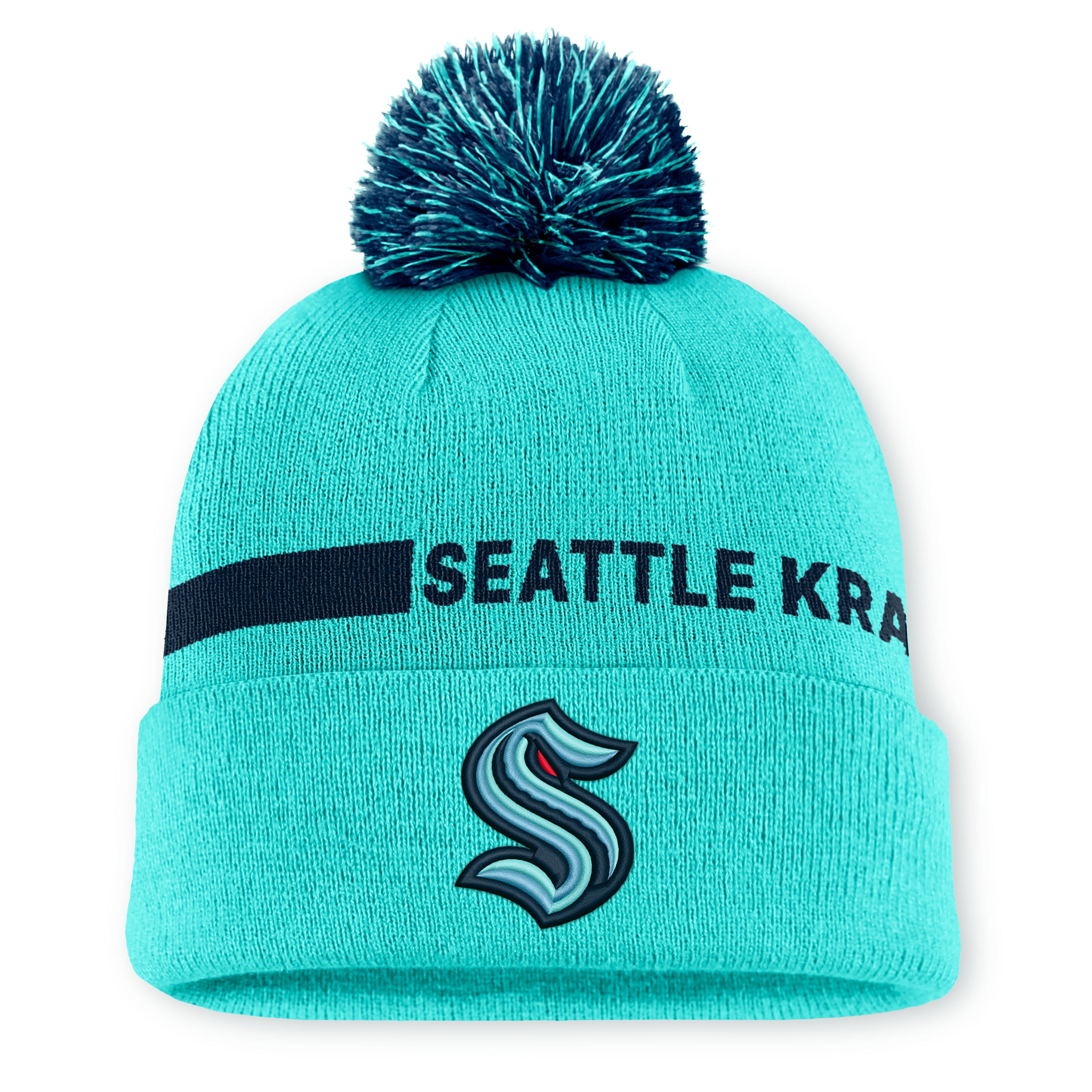 Bonnet à revers bleu clair Seattle Kraken Authentic Pro Rink pour homme, avec pompon