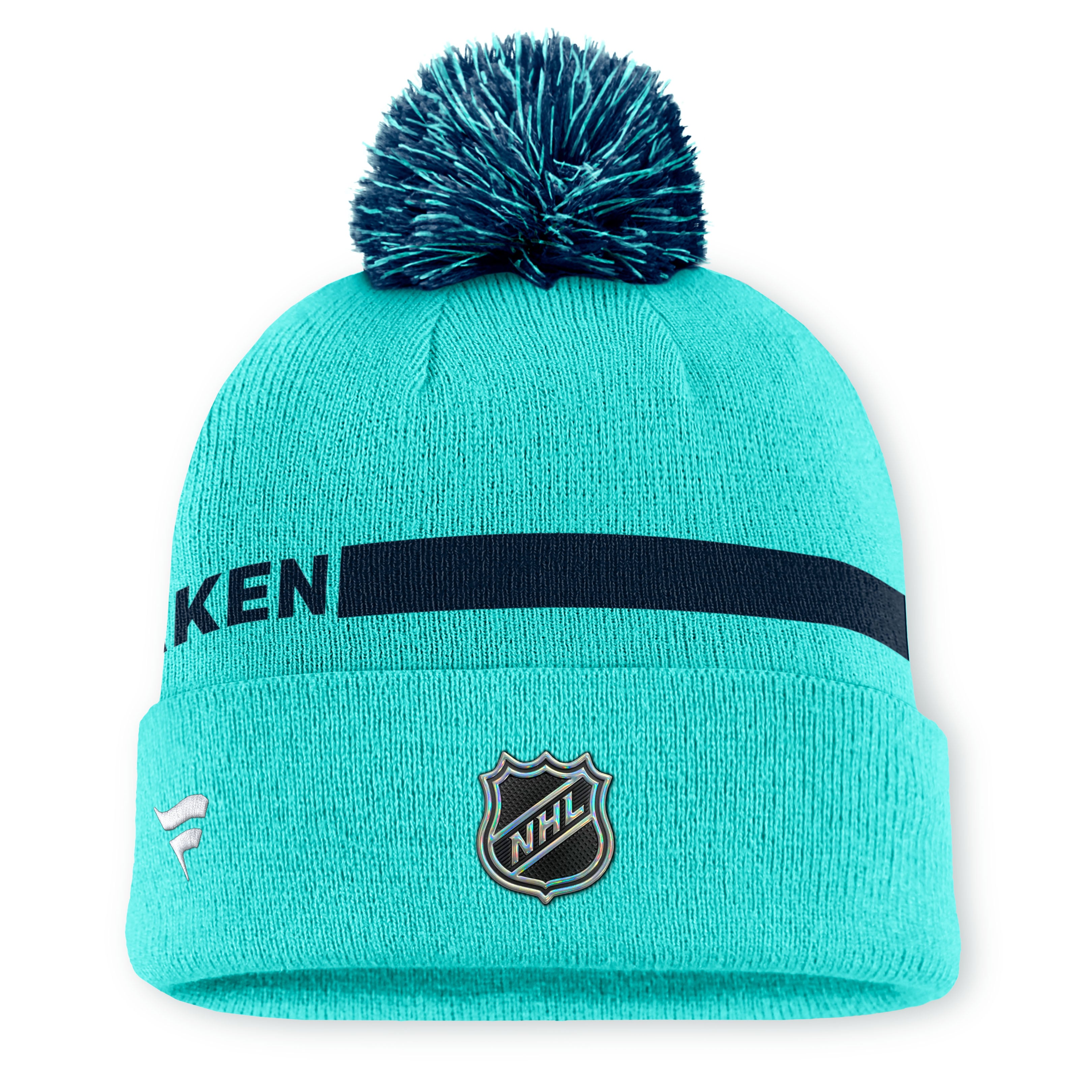 Bonnet à revers bleu clair Seattle Kraken Authentic Pro Rink pour homme, avec pompon