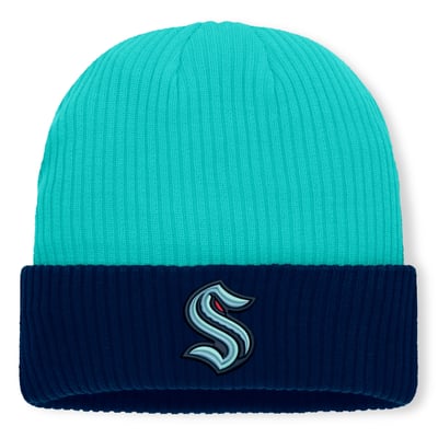 Bonnet Seattle Kraken Fanatics Authentic Pro Rink à revers en maille - Bleu clair