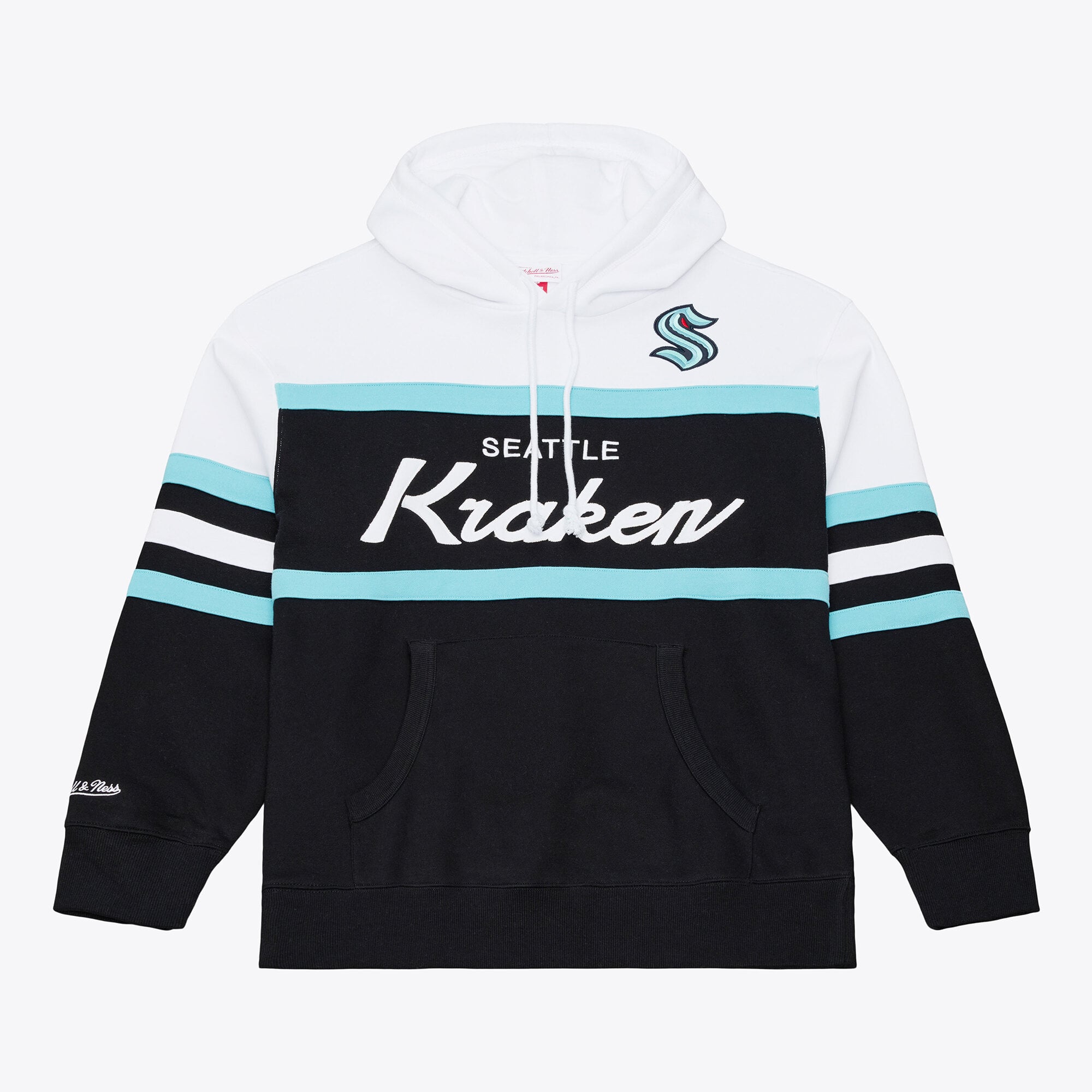 Sweat à capuche Mitchell & Ness noir pour homme, modèle Seattle Kraken Head Coach