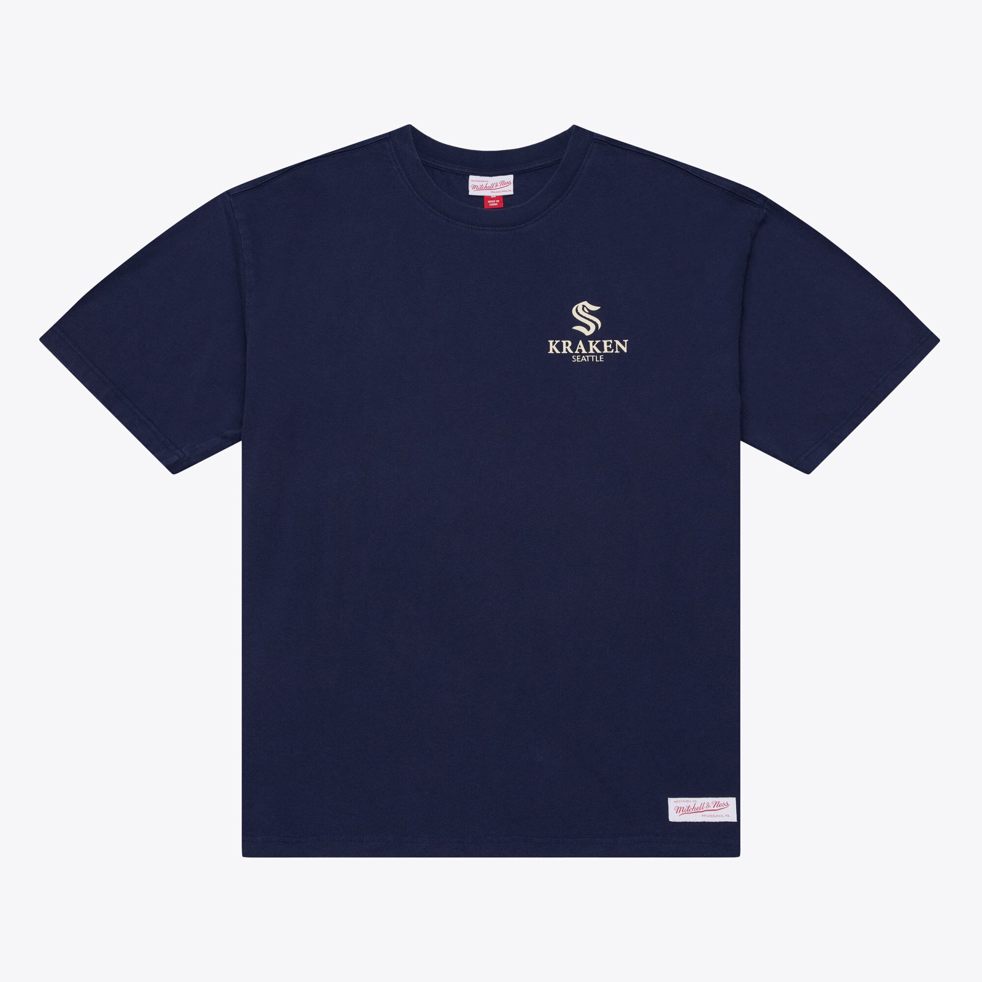 Men's Mitchell & Ness Navy Seattle Kraken Core Essentials T-Shirt
