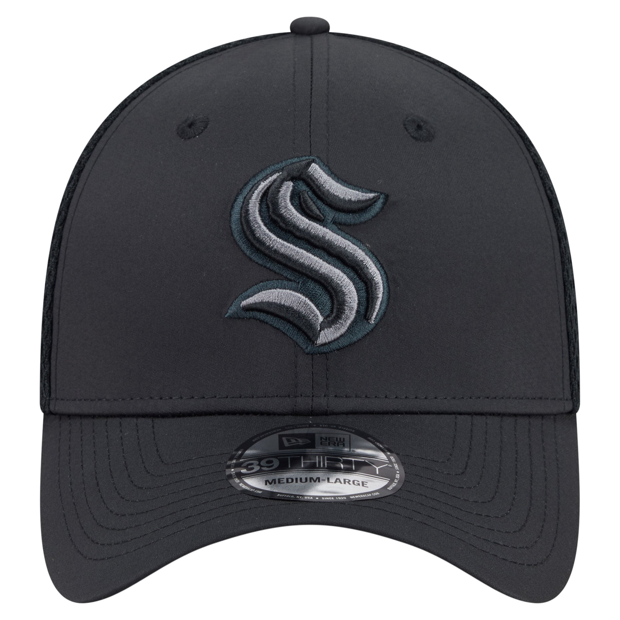 Casquette extensible New Era Seattle Kraken Blackout 39THIRTY pour homme