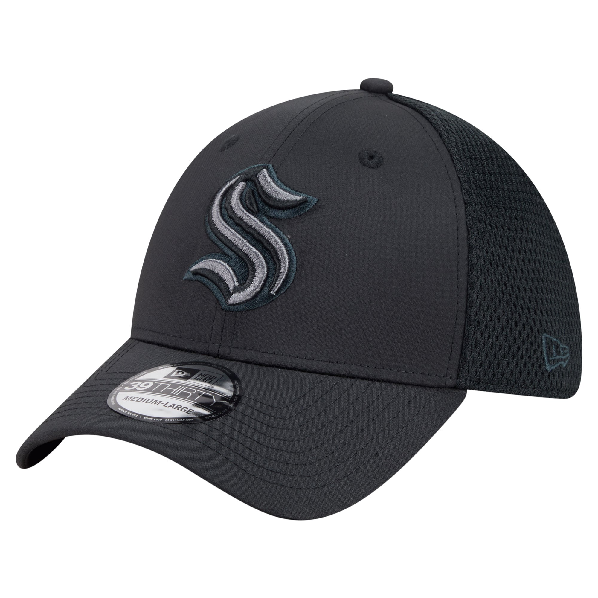 Casquette extensible New Era Seattle Kraken Blackout 39THIRTY pour homme