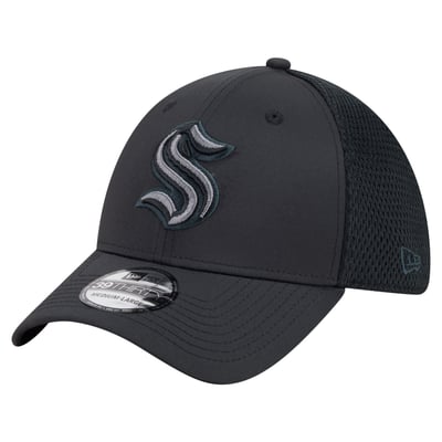  Seattle Kraken New Era Blackout 39THIRTY Stretch Hat - Black