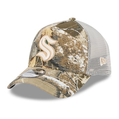Seattle Kraken New Era Real Tree A-Frame 9FORTY Adjustable Trucker Hat - Camo