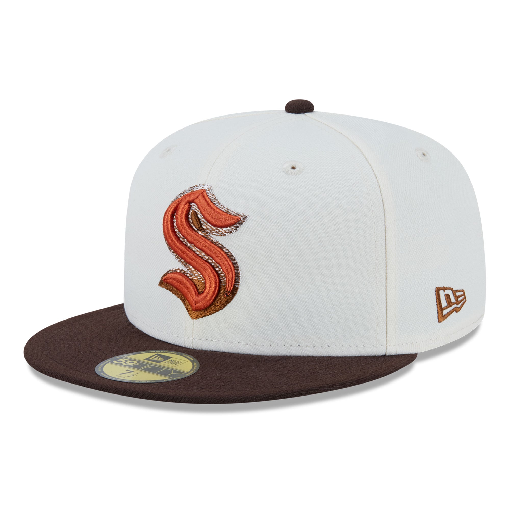 Casquette ajustée New Era 59FIFTY crème Seattle Kraken Pumpkin Spice pour homme