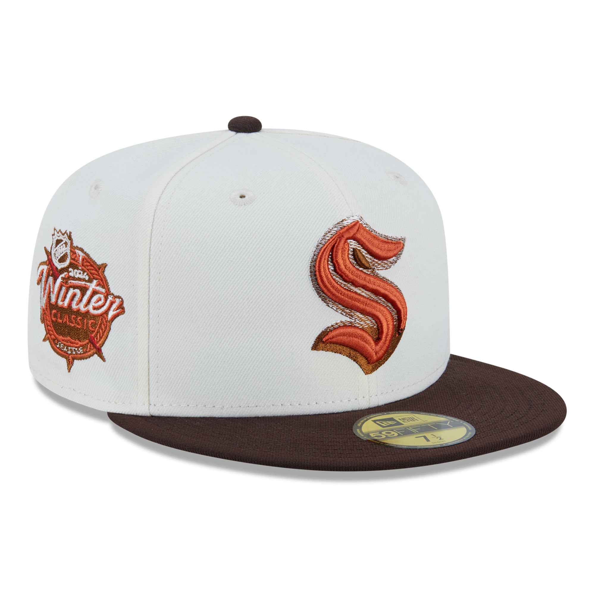 Casquette ajustée New Era 59FIFTY crème Seattle Kraken Pumpkin Spice pour homme