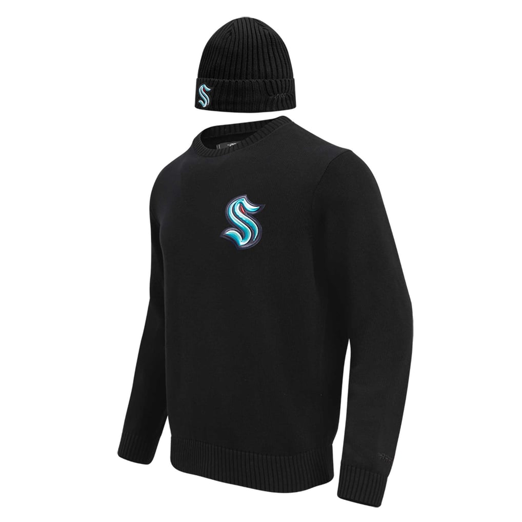 Men's Seattle Kraken Pro Standard Black Pullover Sweater & Cuffed Knit Hat Box Gift Set
