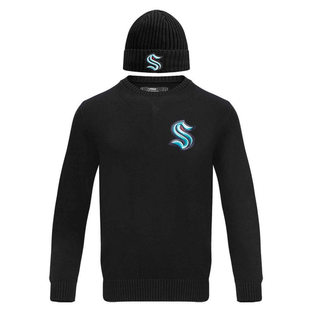 Men's Seattle Kraken Pro Standard Black Pullover Sweater & Cuffed Knit Hat Box Gift Set