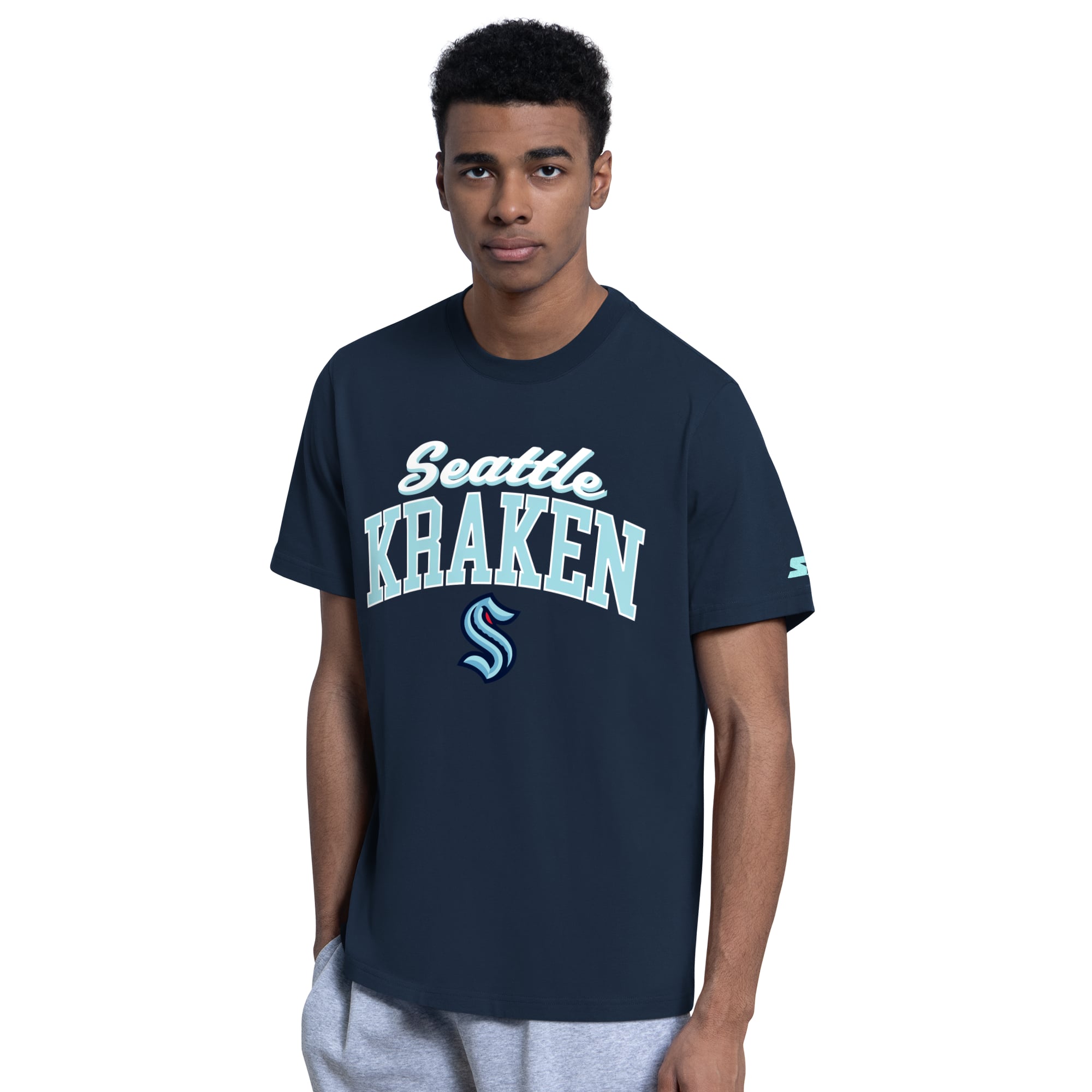 Pack sweat à capuche et t-shirt Starter bleu marine profond avec logo Seattle Kraken