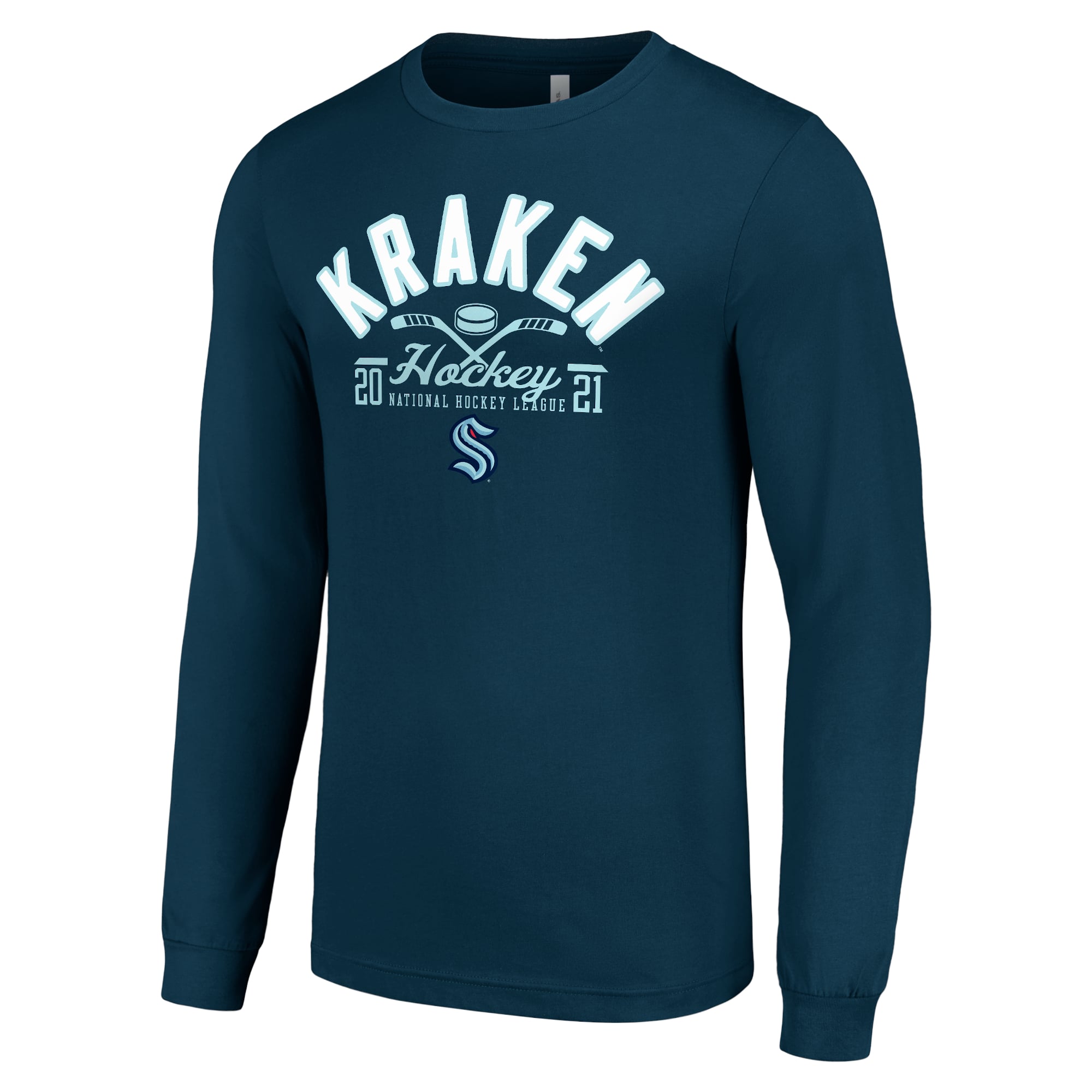 Men's Starter  Deep Sea Blue Seattle Kraken Puck Long Sleeve T-Shirt
