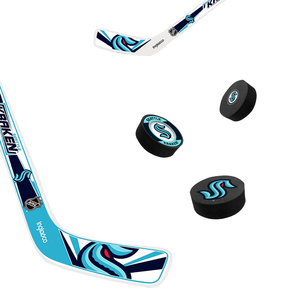 The Sports Vault Seattle Kraken Mini bâton de hockey et rondelle en mousse huit pièces
