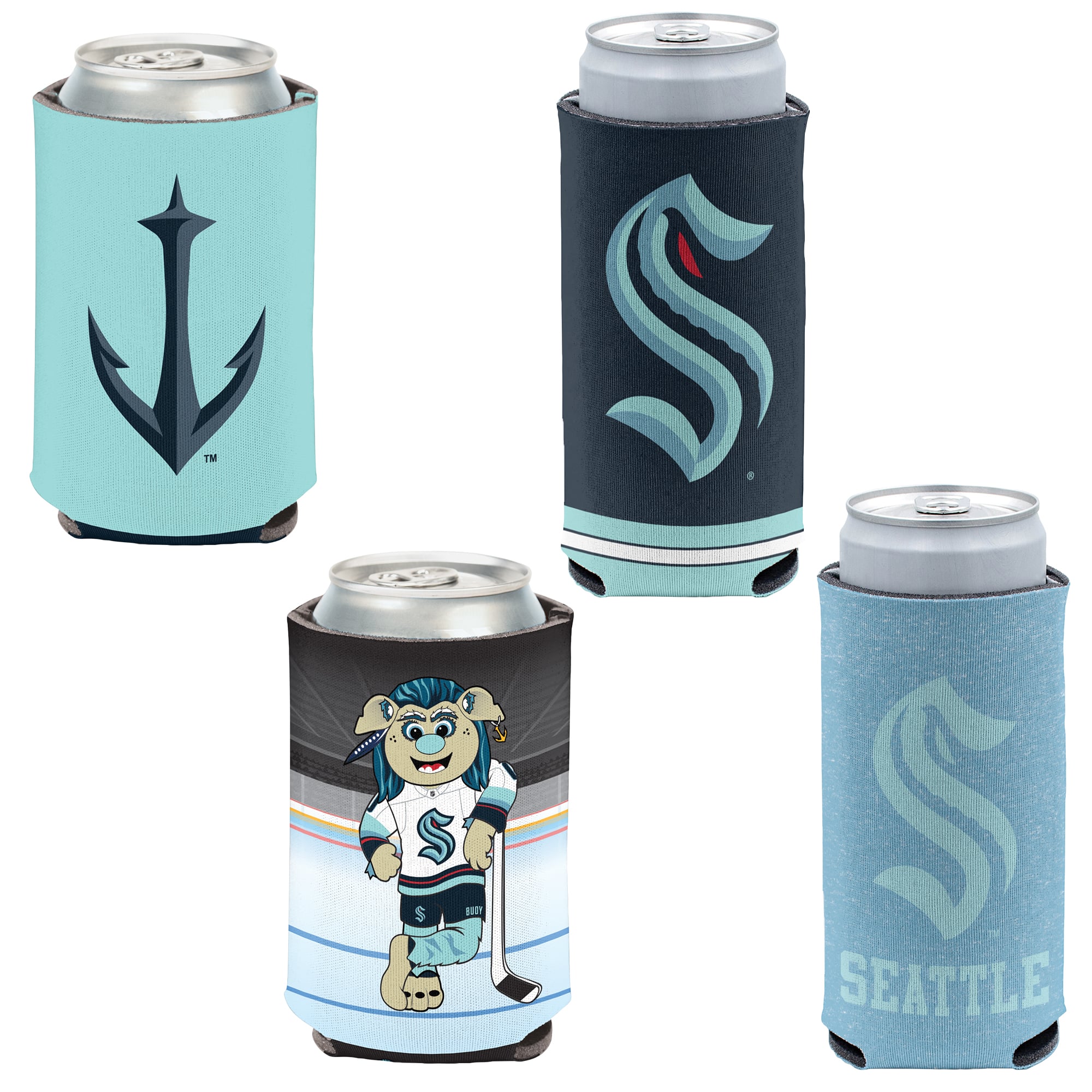 WinCraft Seattle Kraken 4-Pack 12oz. Ensemble refroidisseur de canettes et de canettes minces