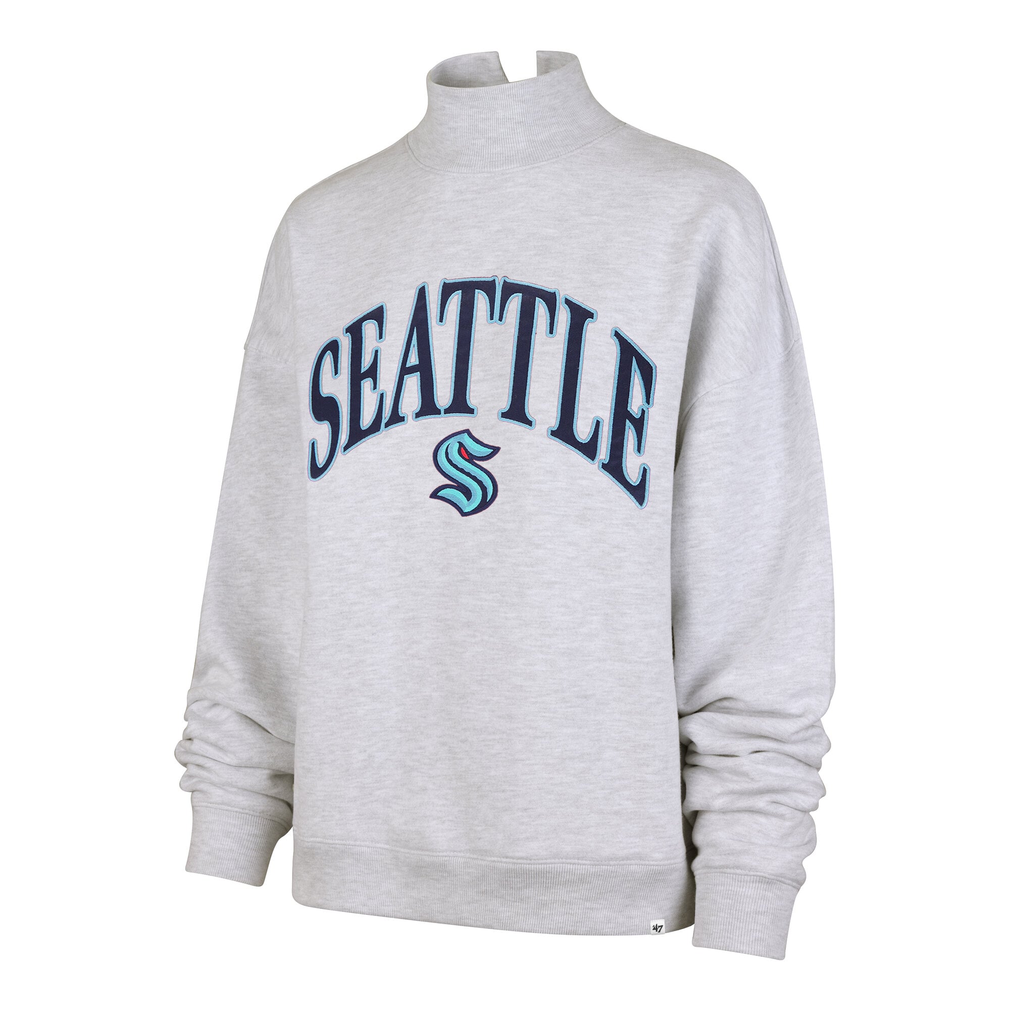 Women's '47 Gray Seattle Kraken Vantage Mock Neck Fleece Sweatshirt