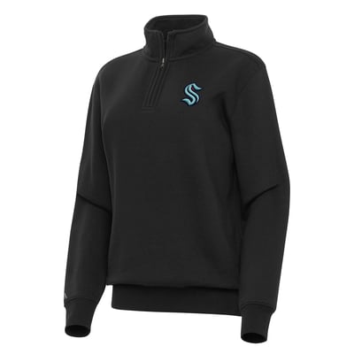 Seattle Kraken Antigua Women's Victory Quarter-Zip Sweatshirt - Black