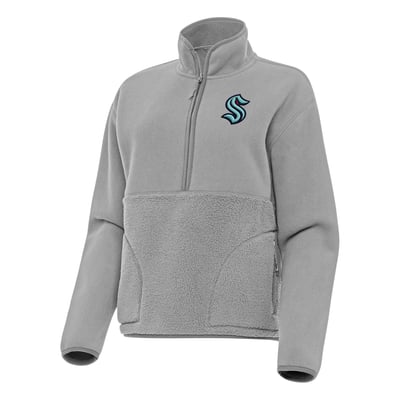 Seattle Kraken Antigua Women's Figure Half-Zip Pullover Sweatshirt - Gray