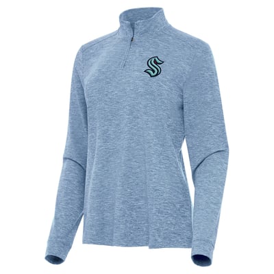  Seattle Kraken Antigua Women's Mentor Quarter-Zip Mock Long Sleeve Top - Heather Aqua