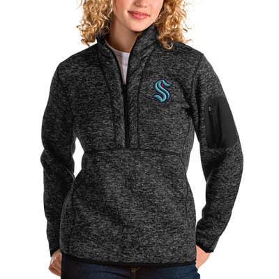 Seattle Kraken Antigua Women's Fortune Half-Zip Sweatshirt - Heather Black