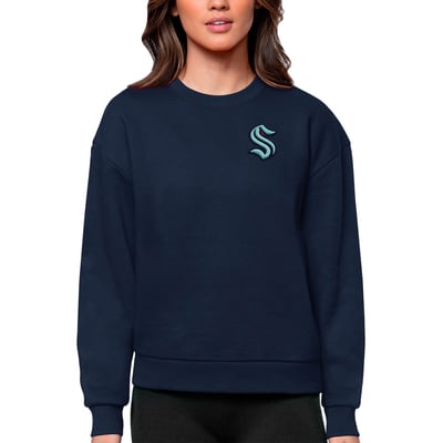 Seattle Kraken Antigua Women's Victory Crewneck Pullover Sweatshirt - Navy