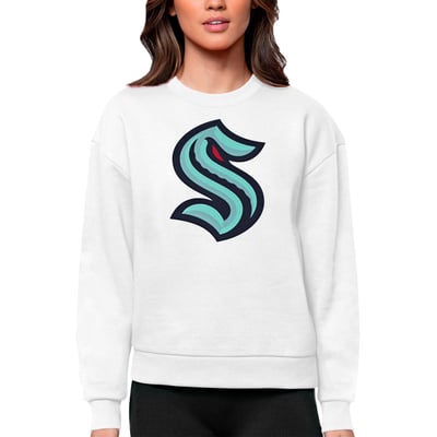 Seattle Kraken Antigua Women's Team Logo Victory Crewneck Pullover Sweatshirt - White